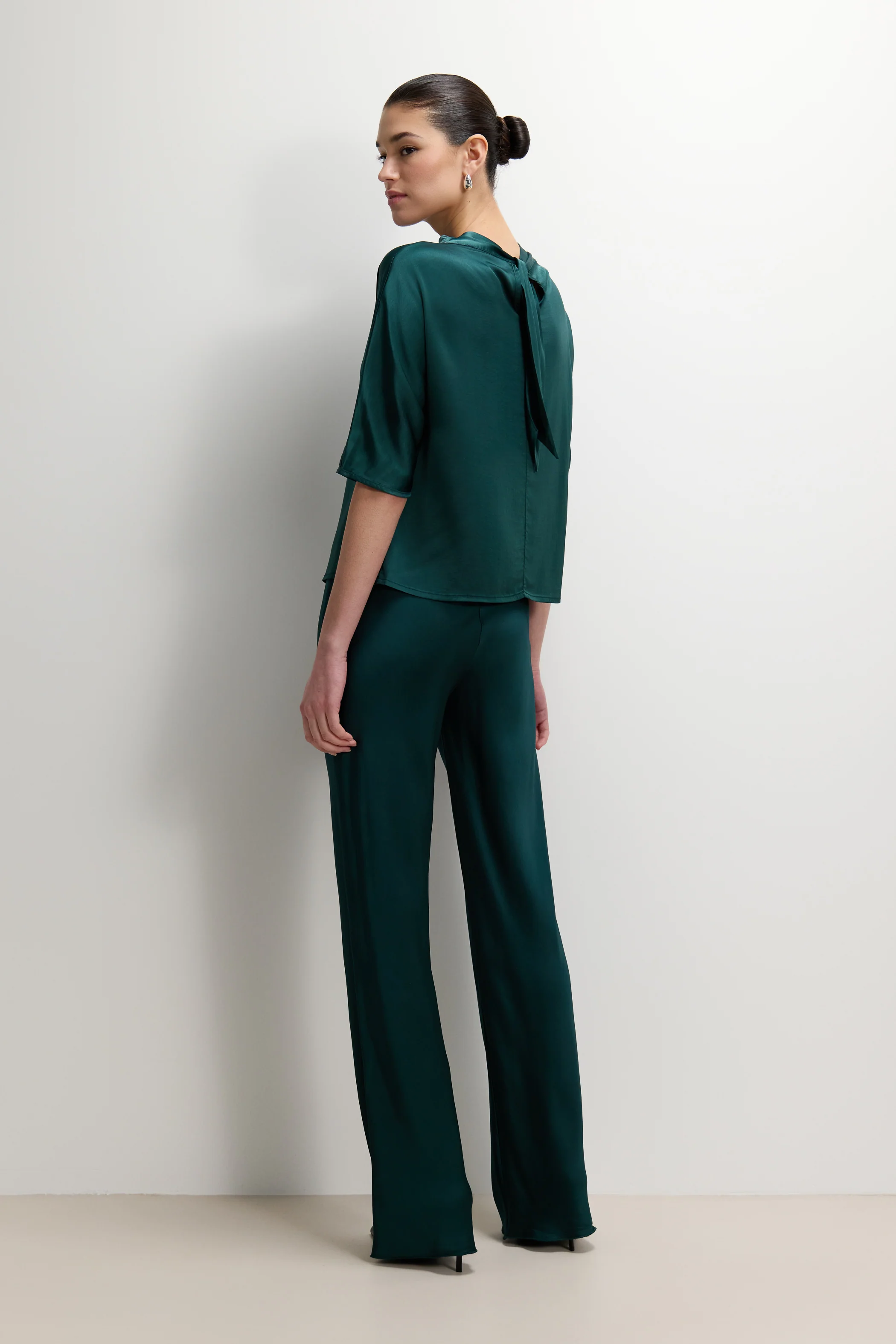 Genevieve Back Tie Satin Top | Teal - Image 3