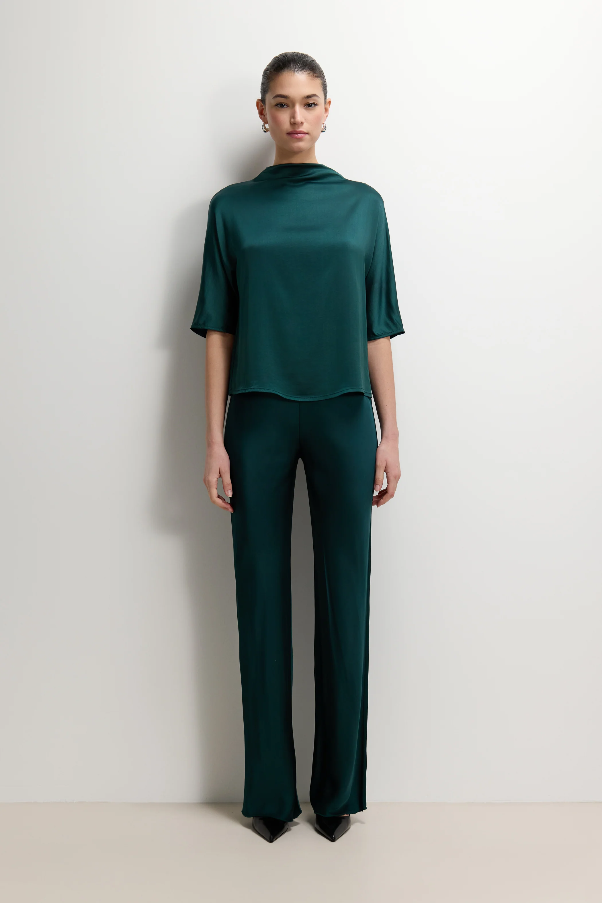 Genevieve Back Tie Satin Top | Teal - Image 4