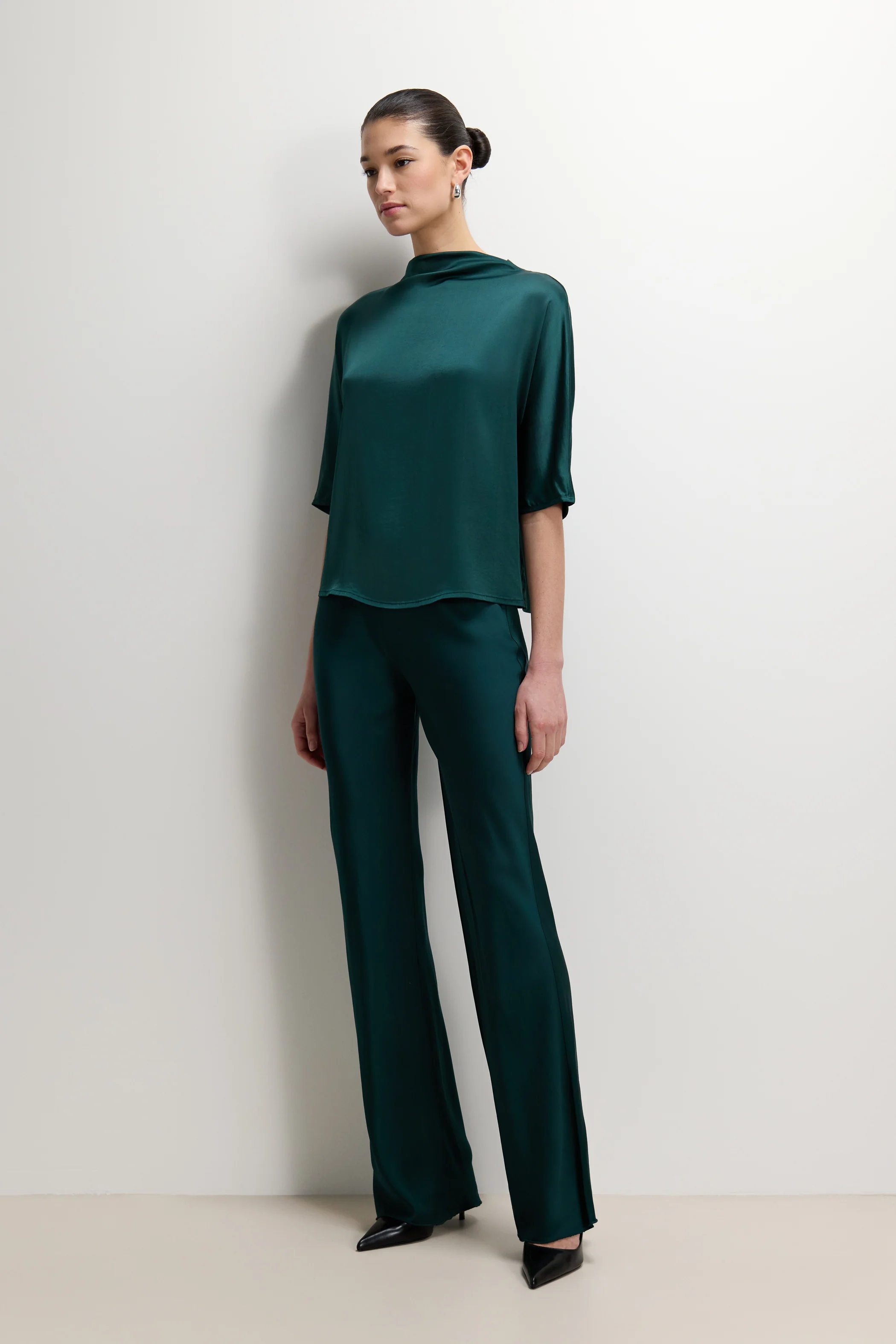 Genevieve Back Tie Satin Top | Teal - Image 5