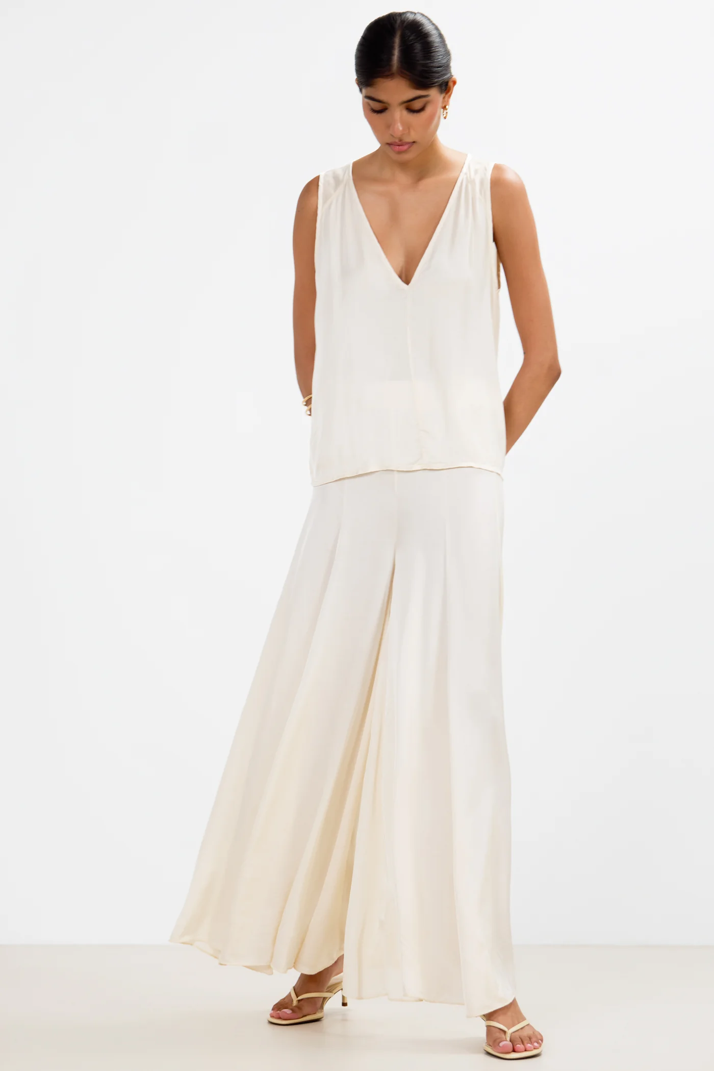 Gigi Satin Trousers | Ivory - Image 6