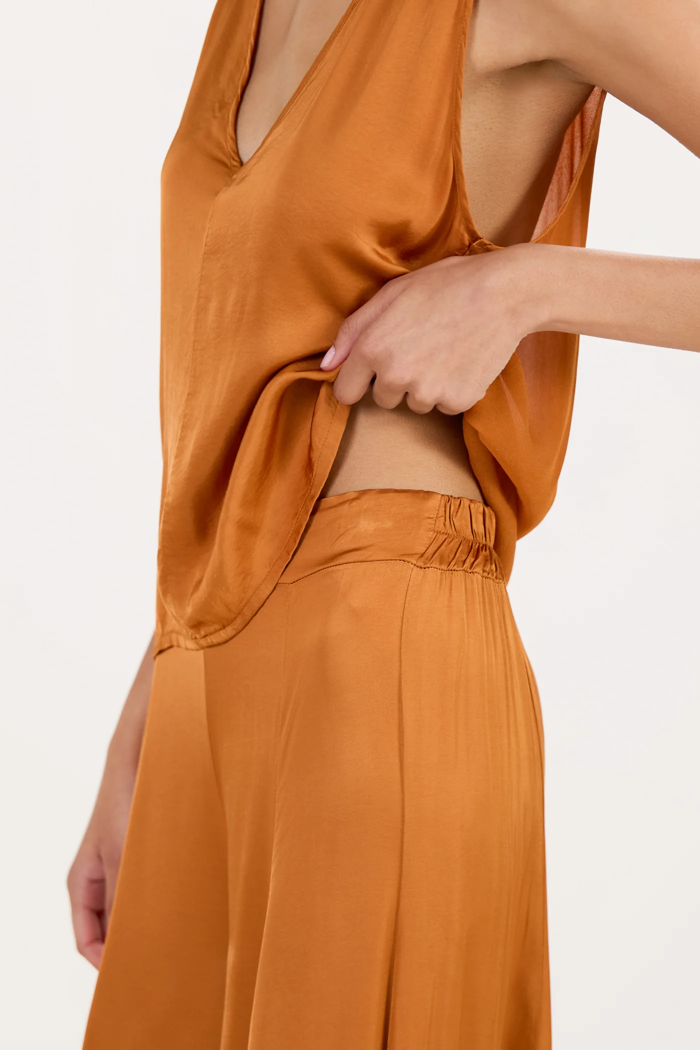 Gigi Satin Trousers | Sunset Orange - Image 2