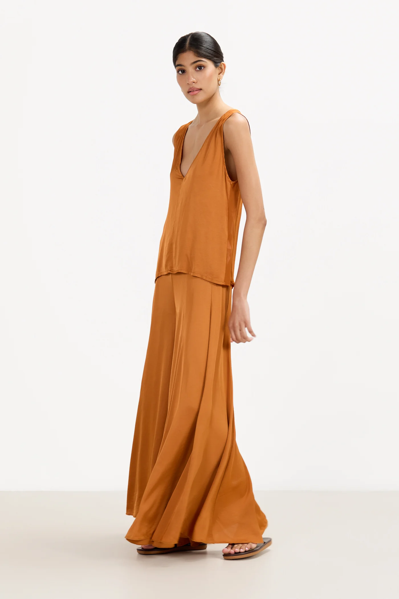 Gigi Satin Trousers | Sunset Orange - Image 3