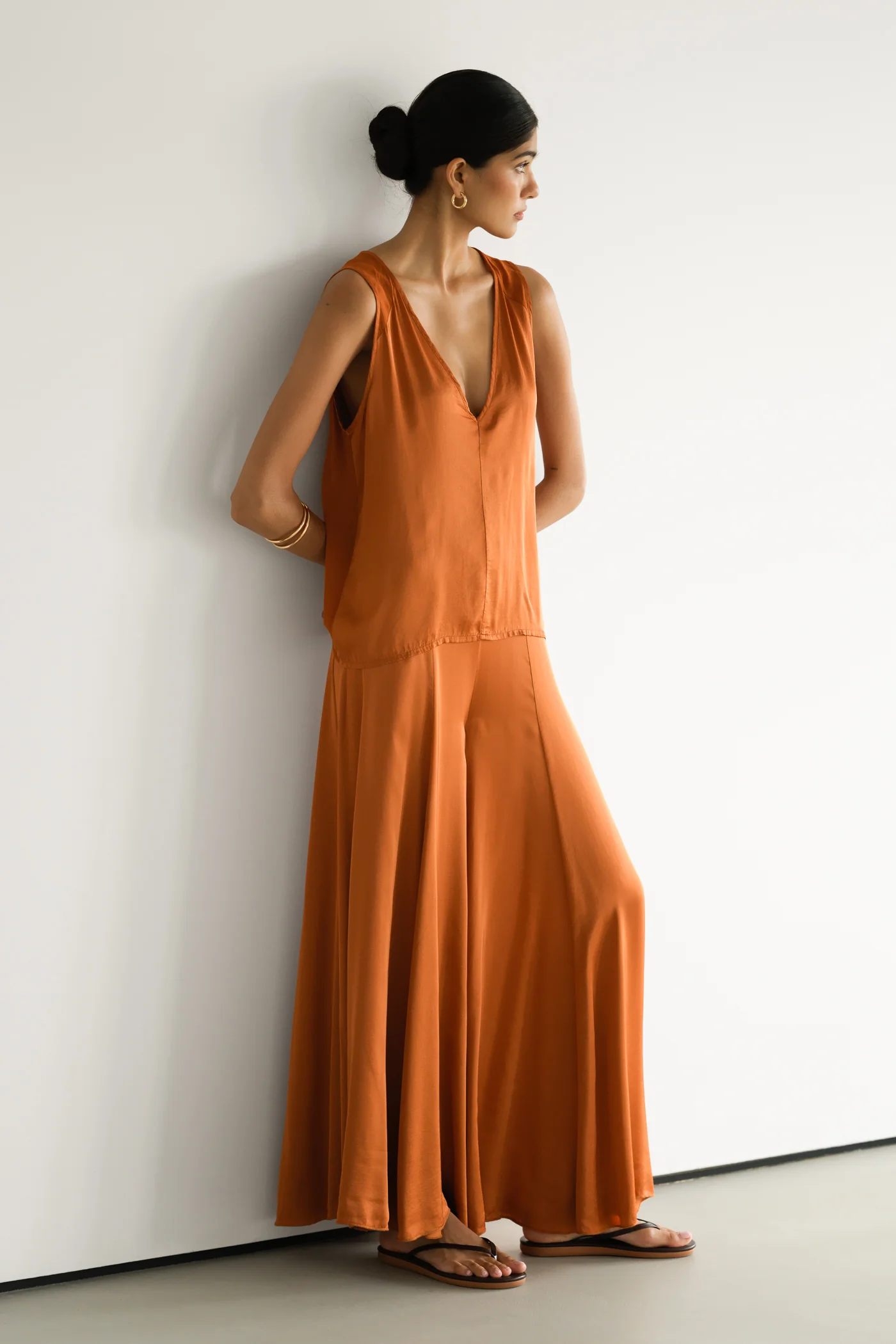 Gigi Satin Trousers | Sunset Orange - Image 8