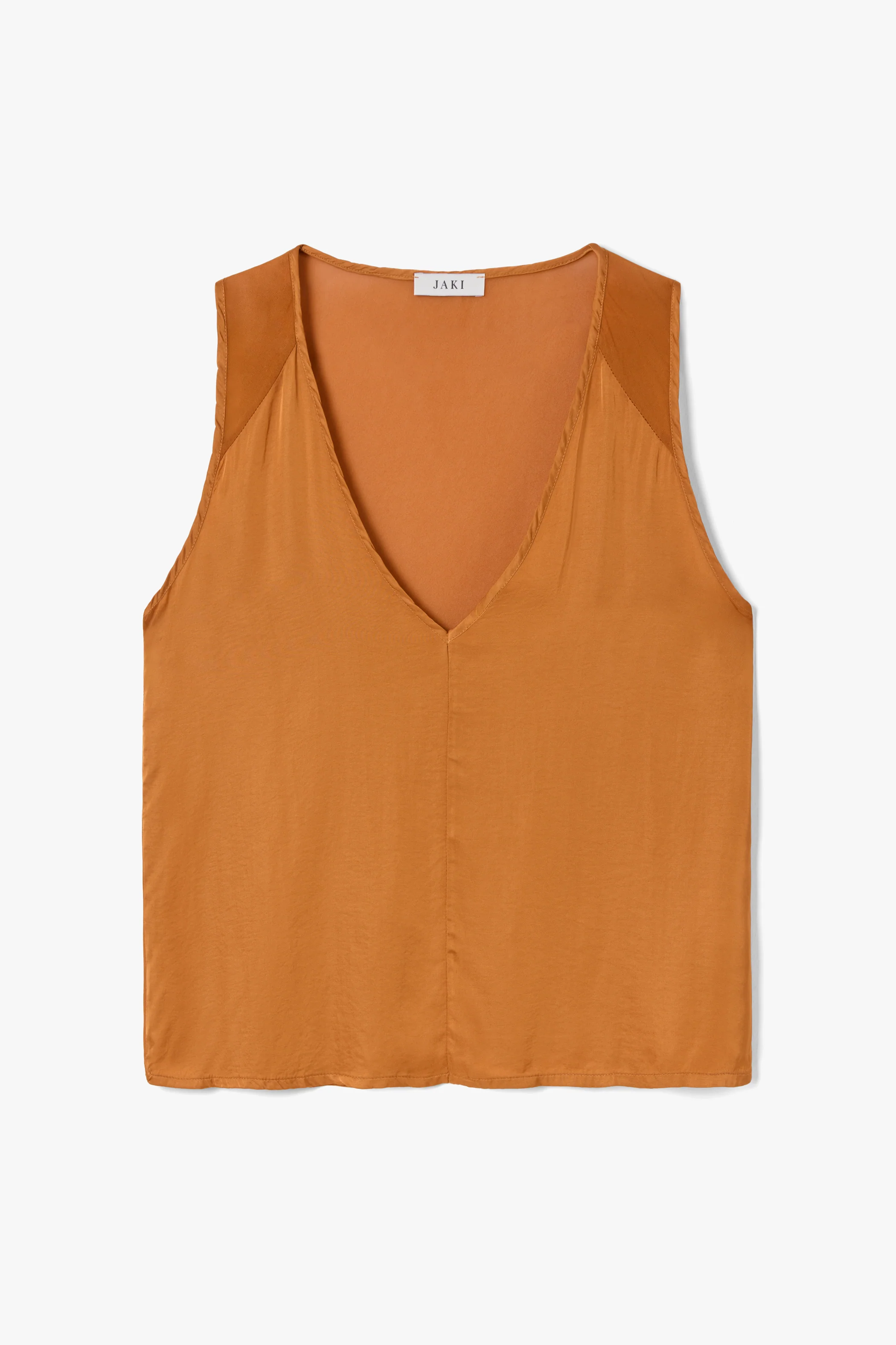Gigi V Neck Sheer Back Satin Top | Sunset Orange - Image 5