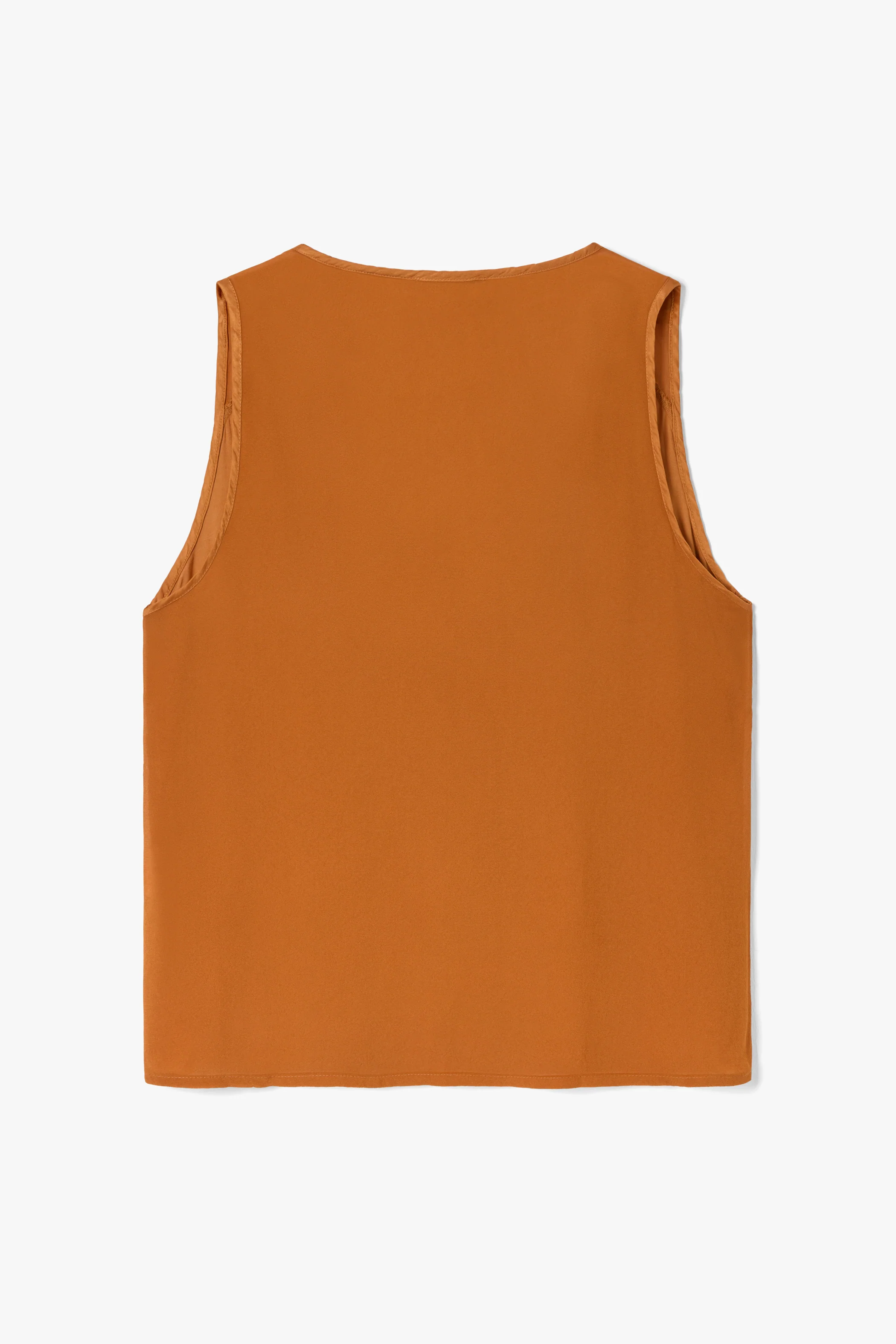 Gigi V Neck Sheer Back Satin Top | Sunset Orange - Image 6