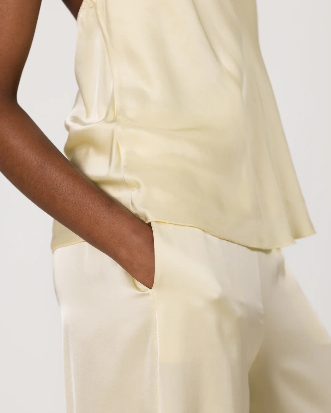 Giselle Elastic High Waist Satin Trousers | Butter Yellow - Image 5
