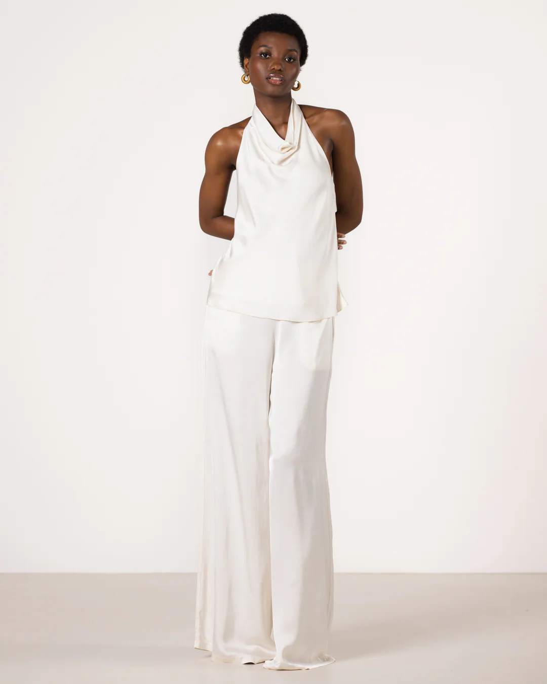 Carmen Backless Halterneck Top | Ivory - Image 6