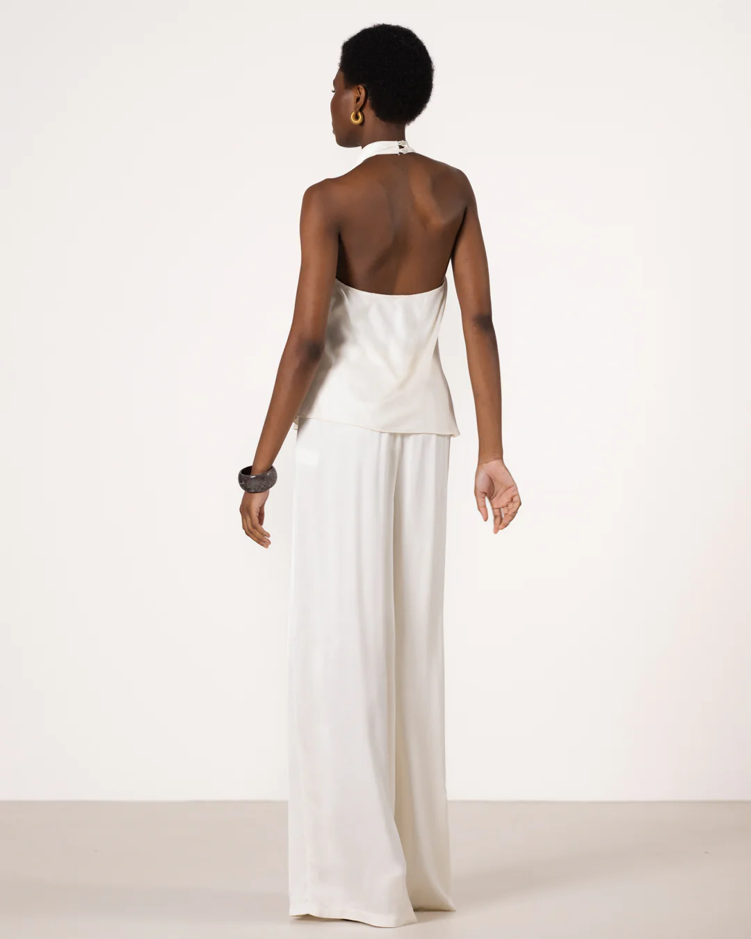 Carmen Backless Halterneck Top | Ivory - Image 5