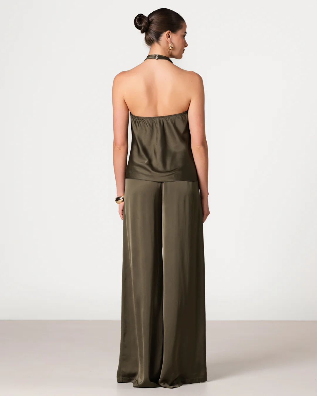 Carmen Backless Halterneck Top | Khaki - Image 5