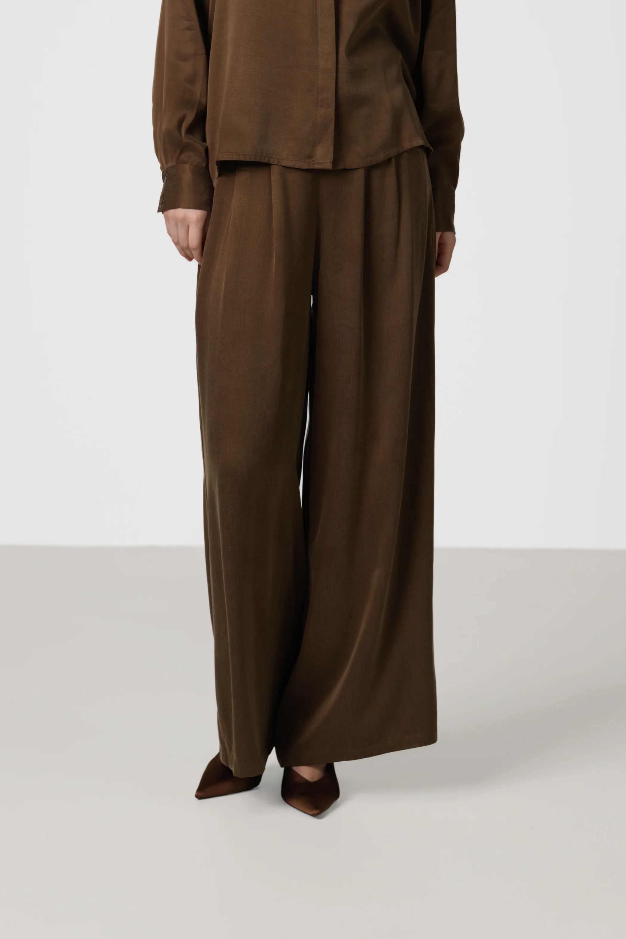 Grace Cupro Trousers | Chestnut Brown - Image 2