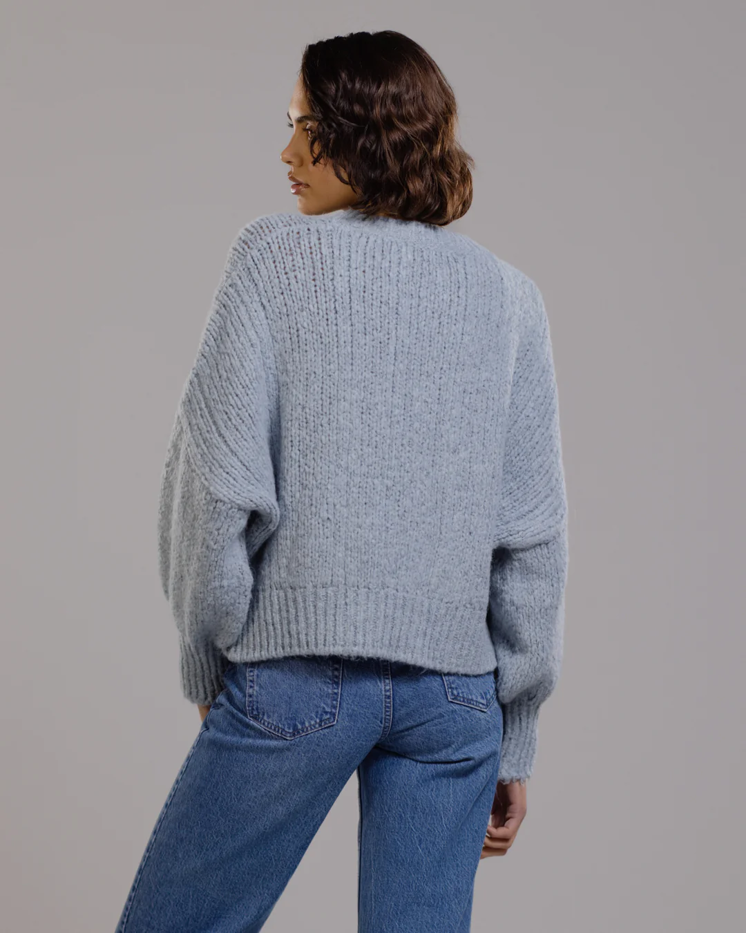 Heather Cable Sweater | Light Blue - Image 3