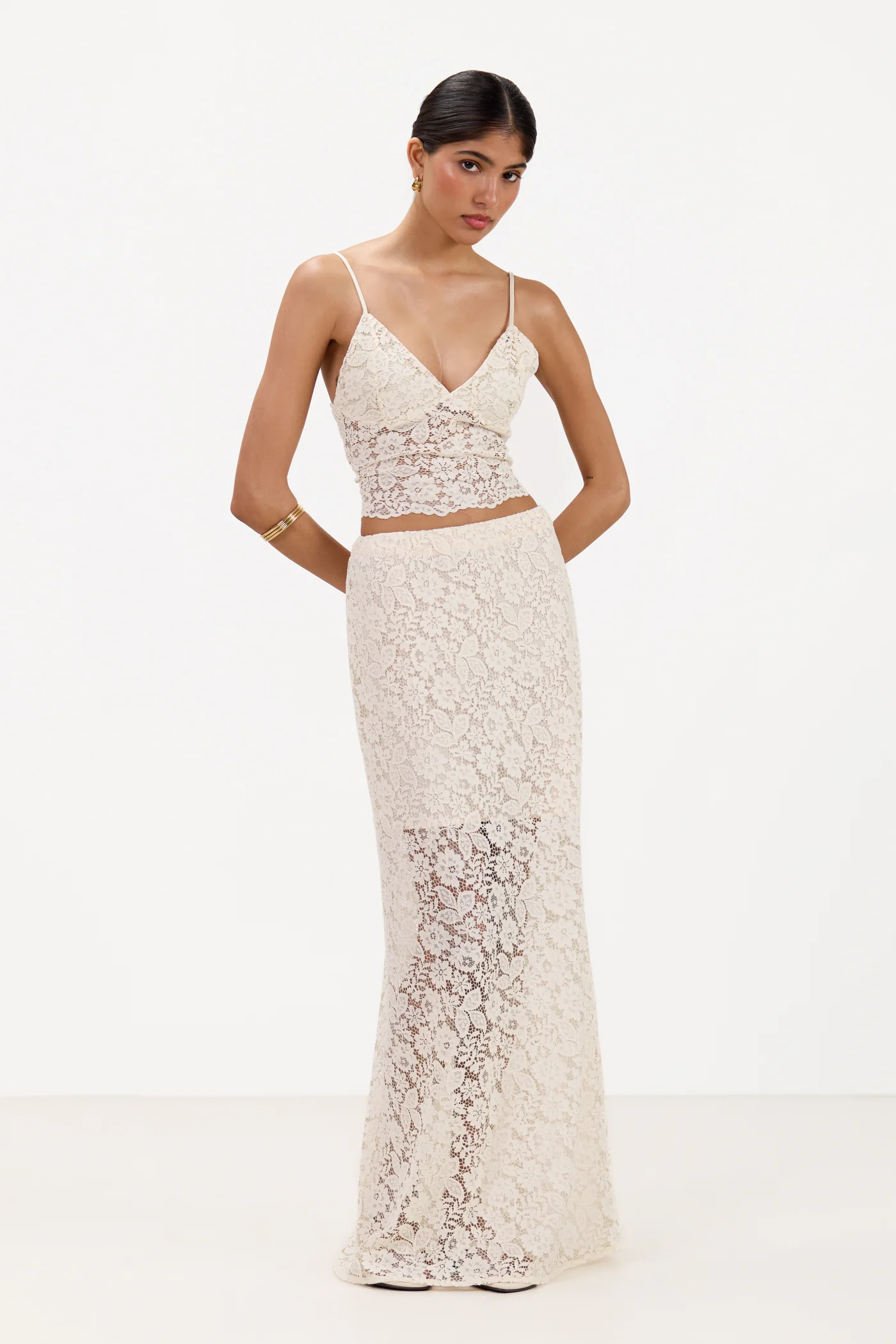 Inaya Lace Maxi Skirt | Cream