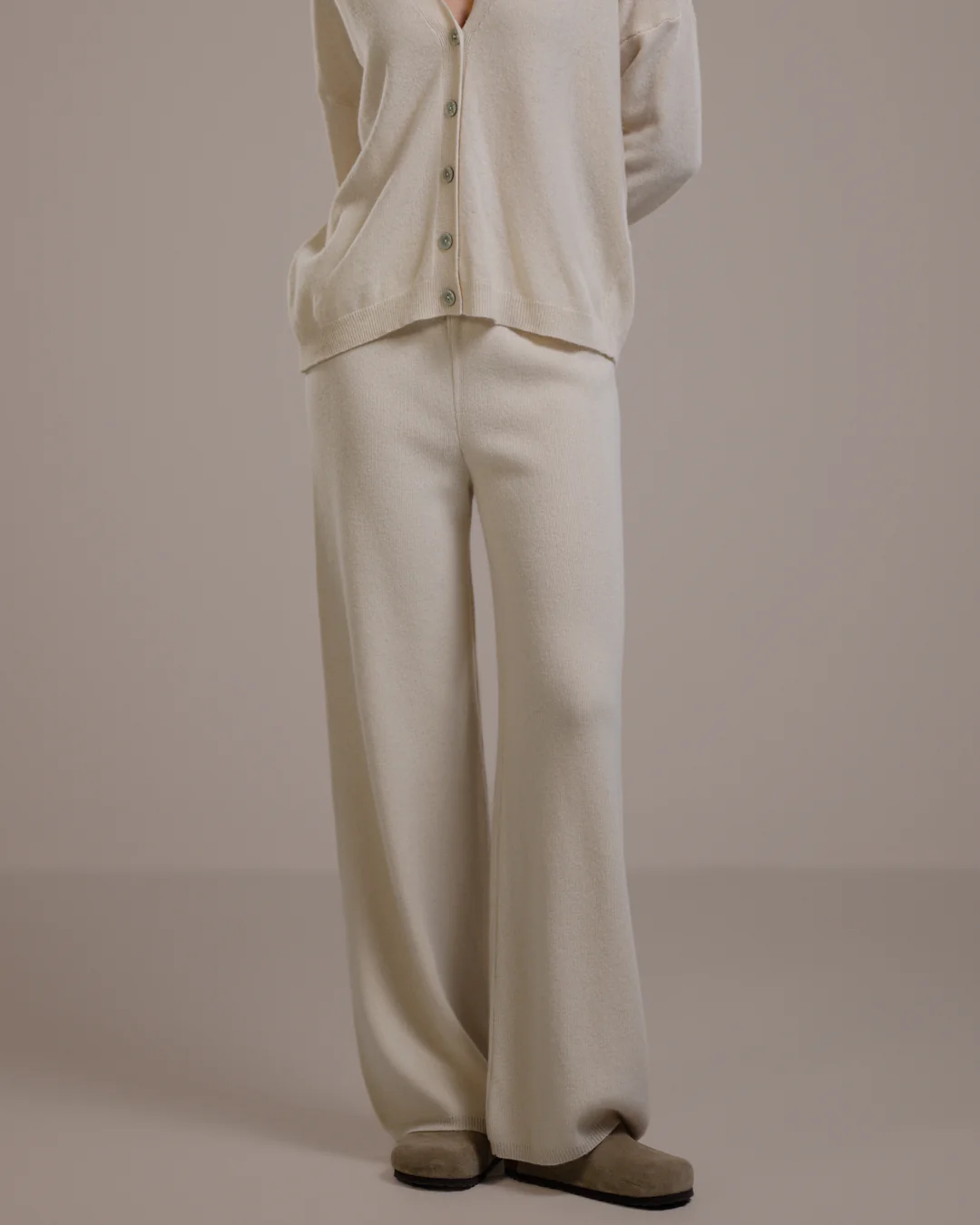Isla Elastic Waist Pants | Light Beige | Cashmere-Wool Blend