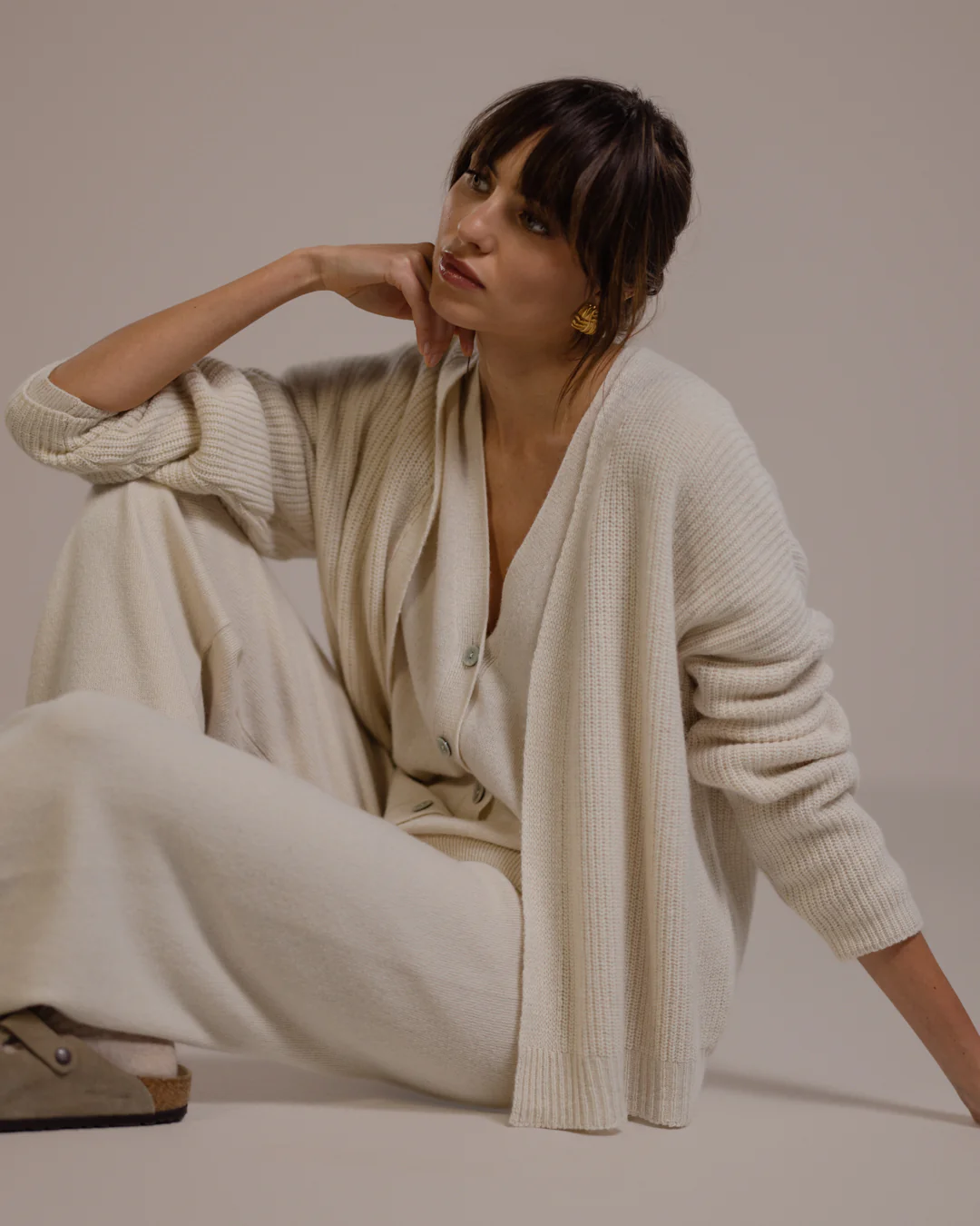 Isla Elastic Waist Pants | Light Beige | Cashmere-Wool Blend - Image 5