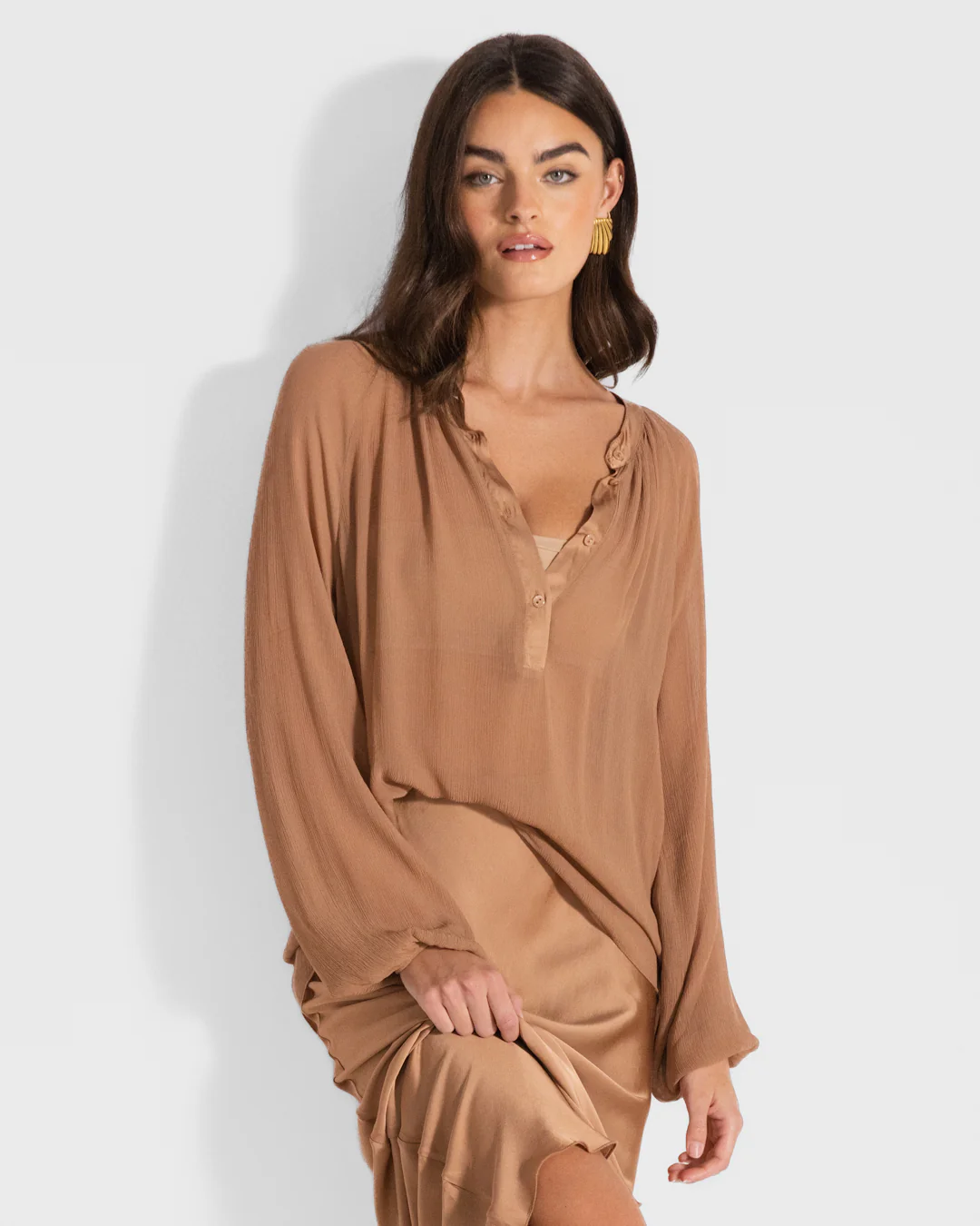 Jade Sheer Top | Tan - Image 2