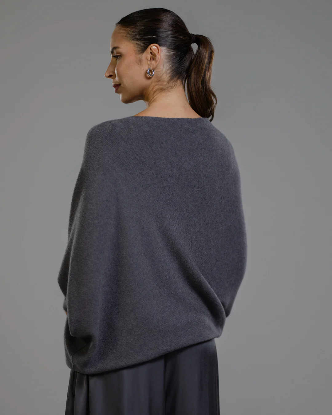 Asymmetric Draped | Charcoal | Seamless Knit - Image 3