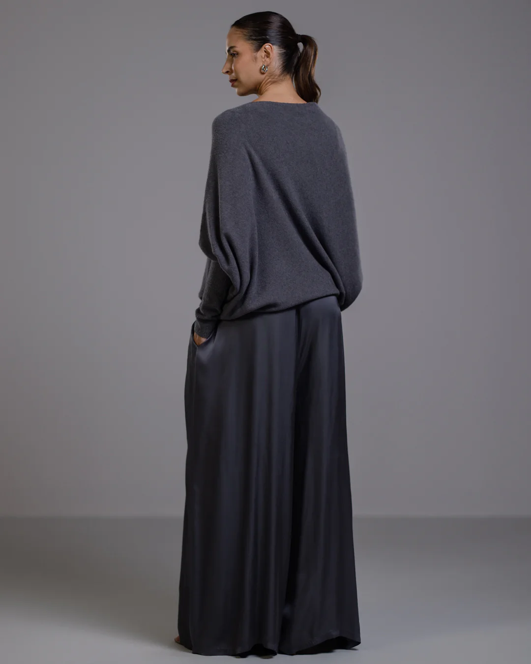 Asymmetric Draped | Charcoal | Seamless Knit - Image 5