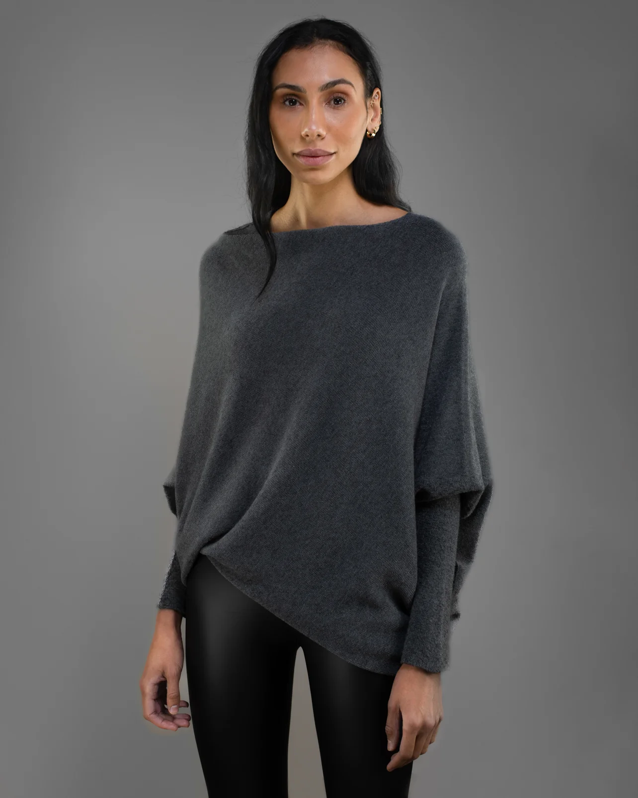 Asymmetric Draped | Charcoal | Seamless Knit - Image 7