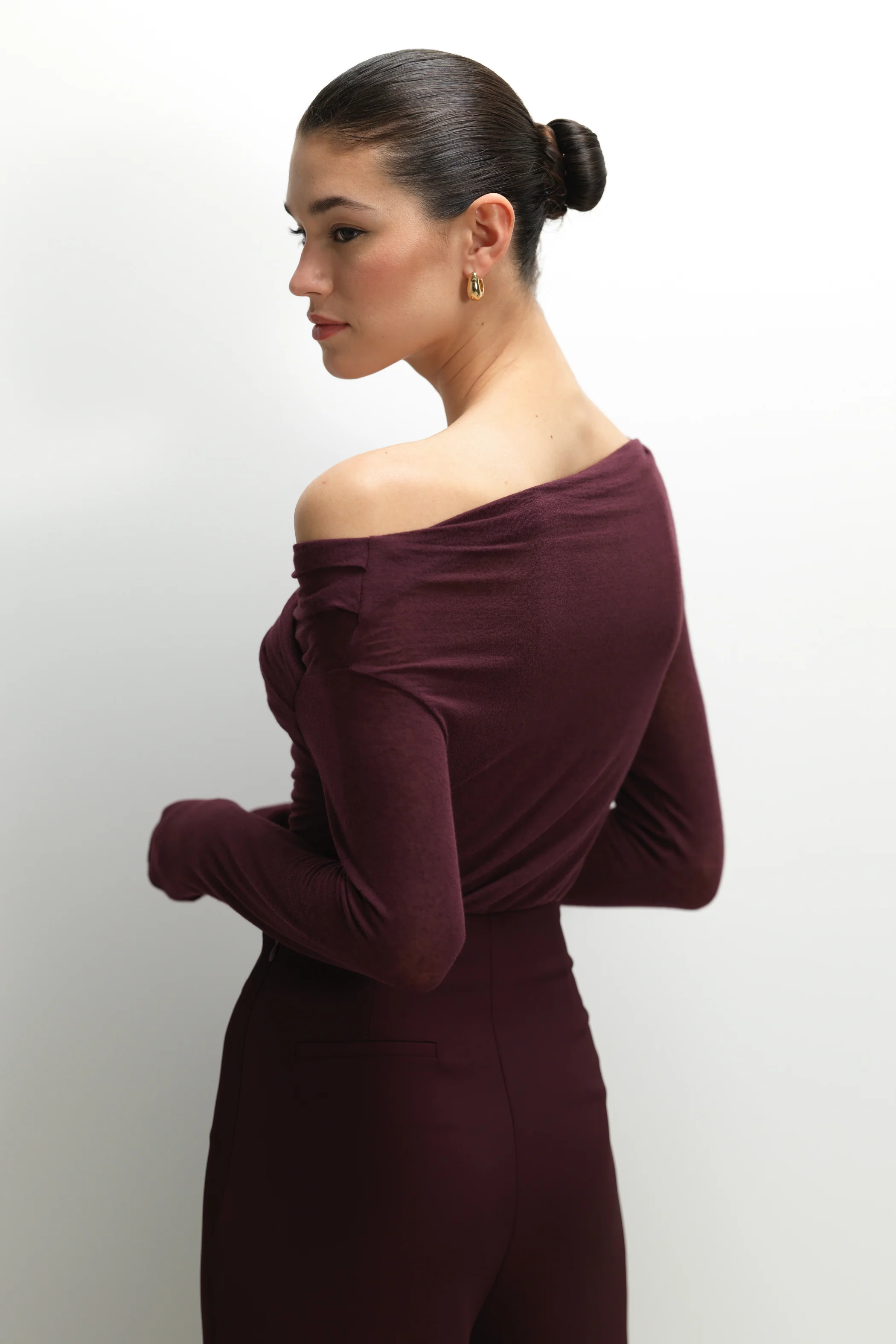Josephine Asymmetric Top | Amethyst Plum | Modal-Cashmere - Image 3