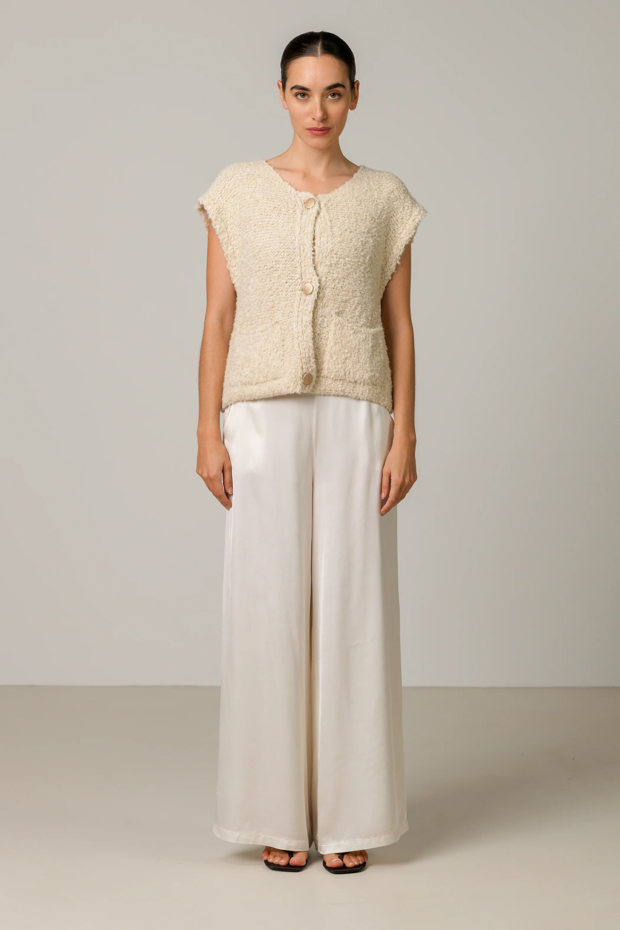 Josie Knitted Gilet | Light Beige - Image 2