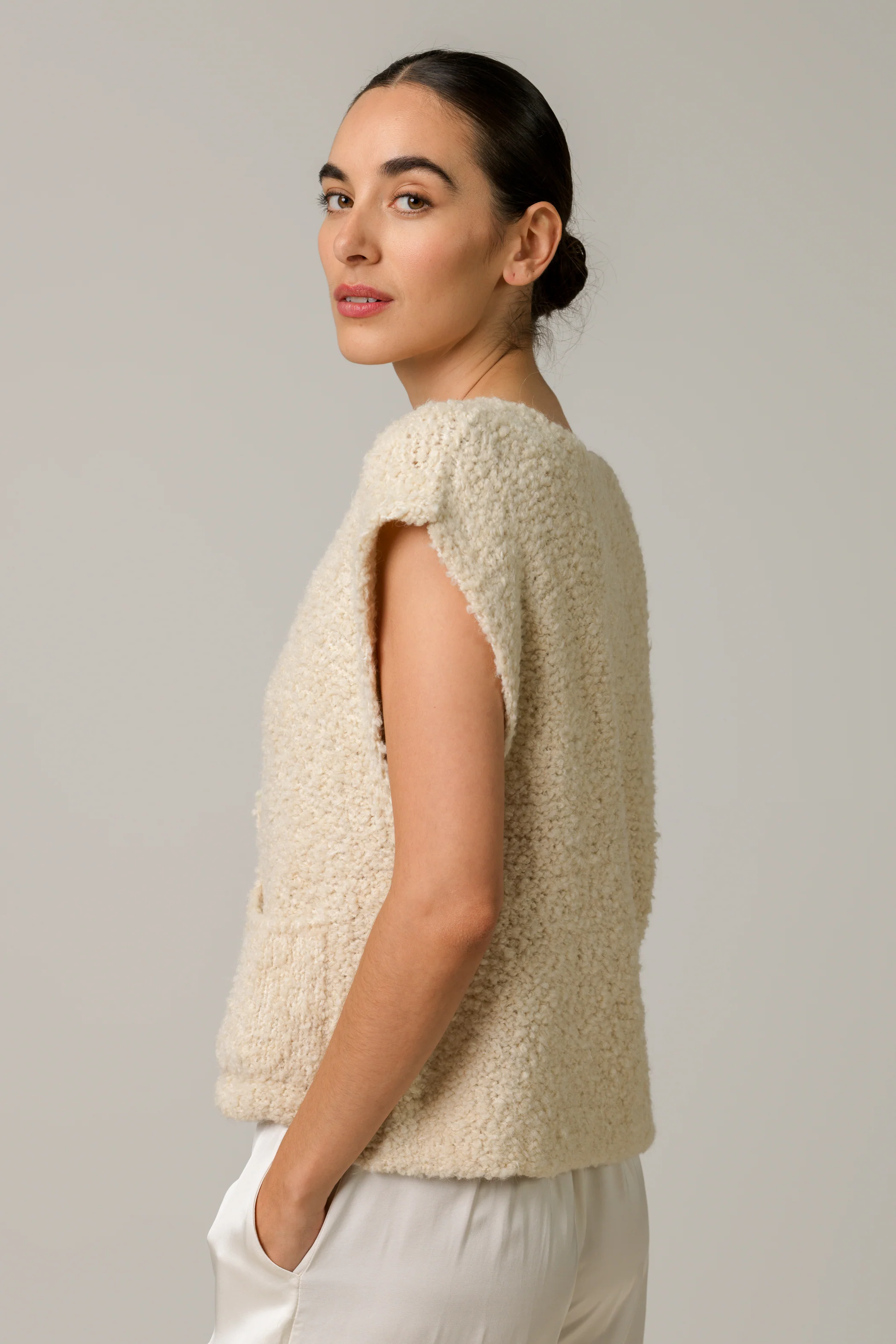 Josie Knitted Gilet | Light Beige - Image 3