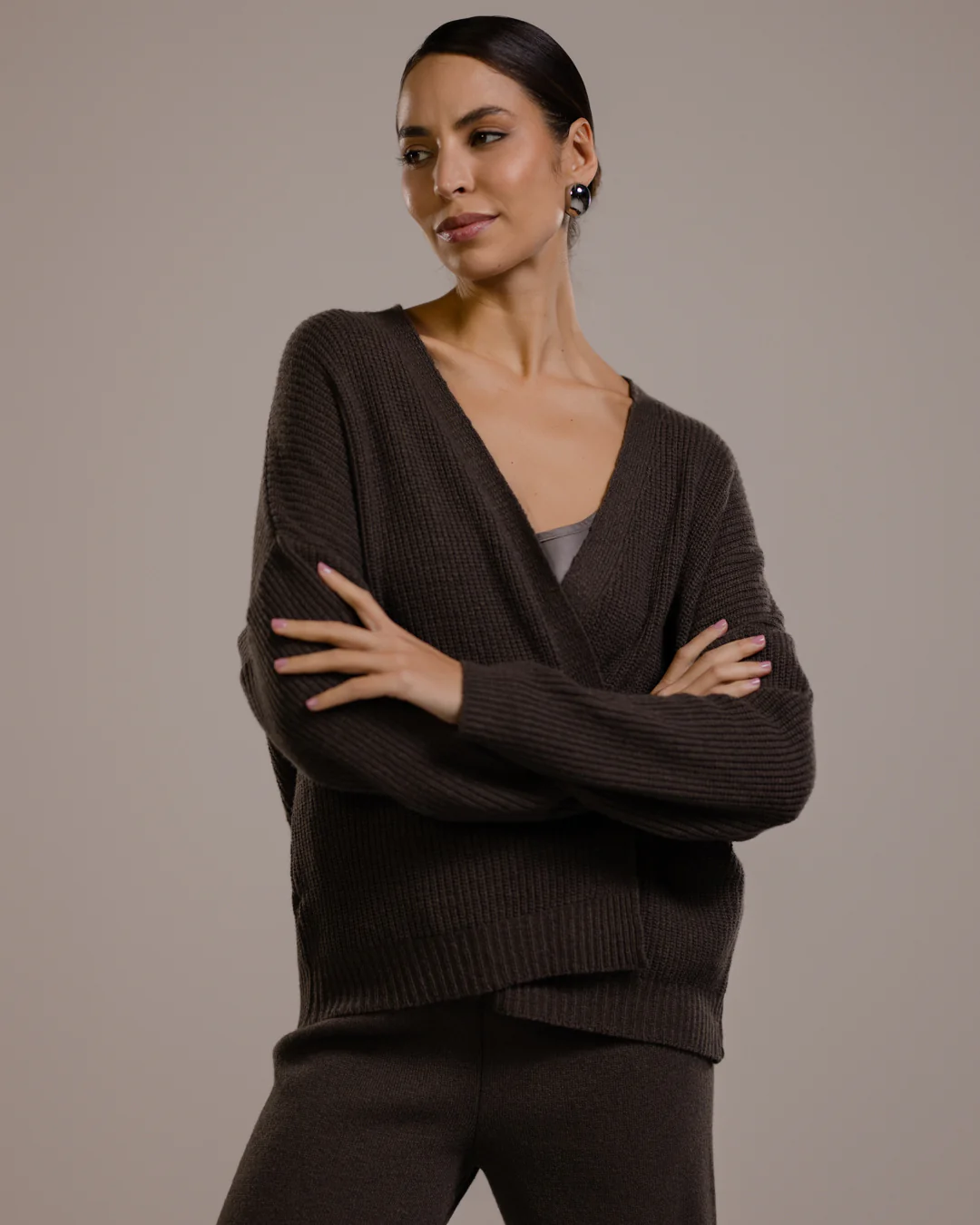 Joyce Open Cardigan | Espresso Brown | Cashmere-Wool Blend - Image 2