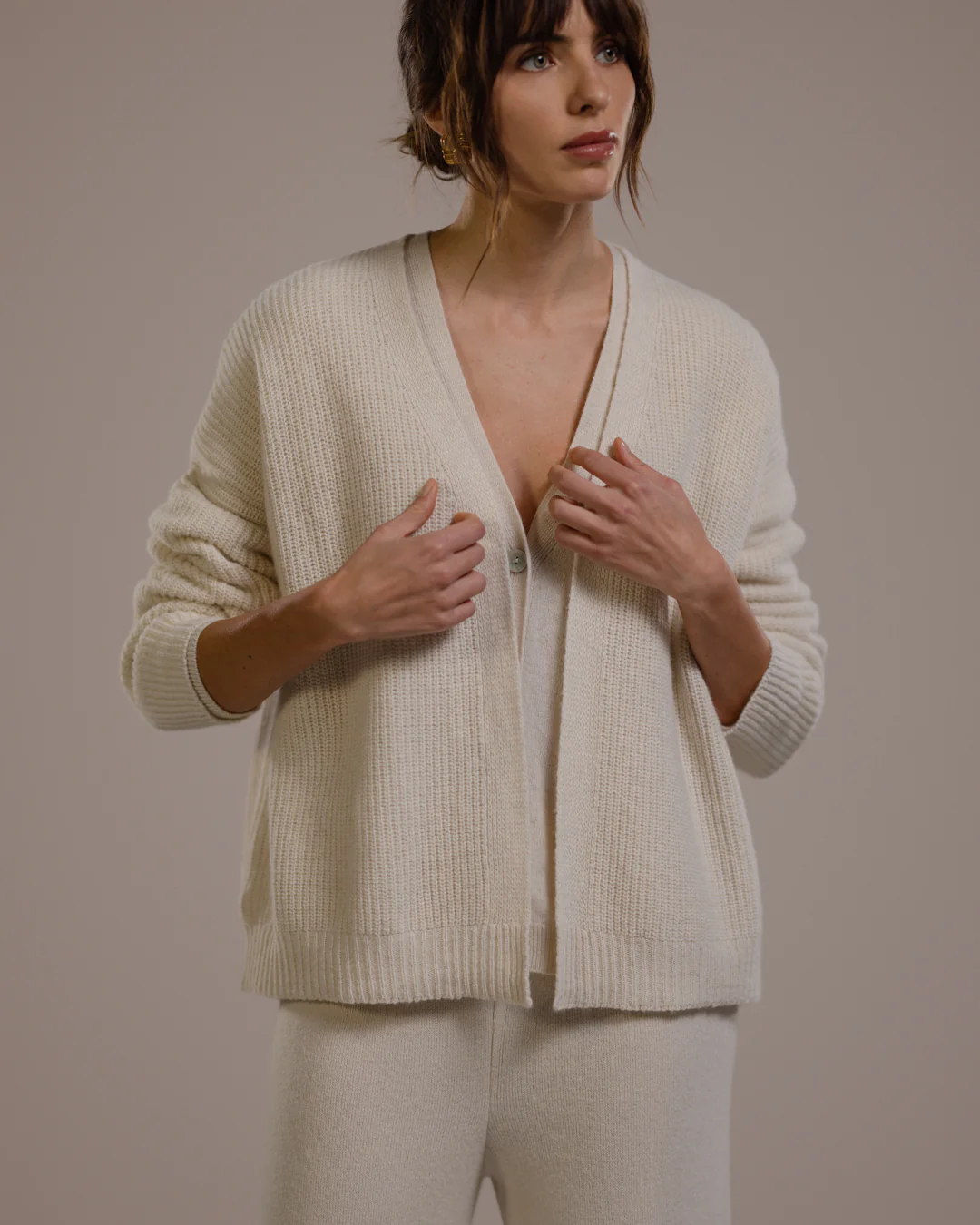 Joyce Open Cardigan | Light Beige | Cashmere-Wool Blend - Image 6
