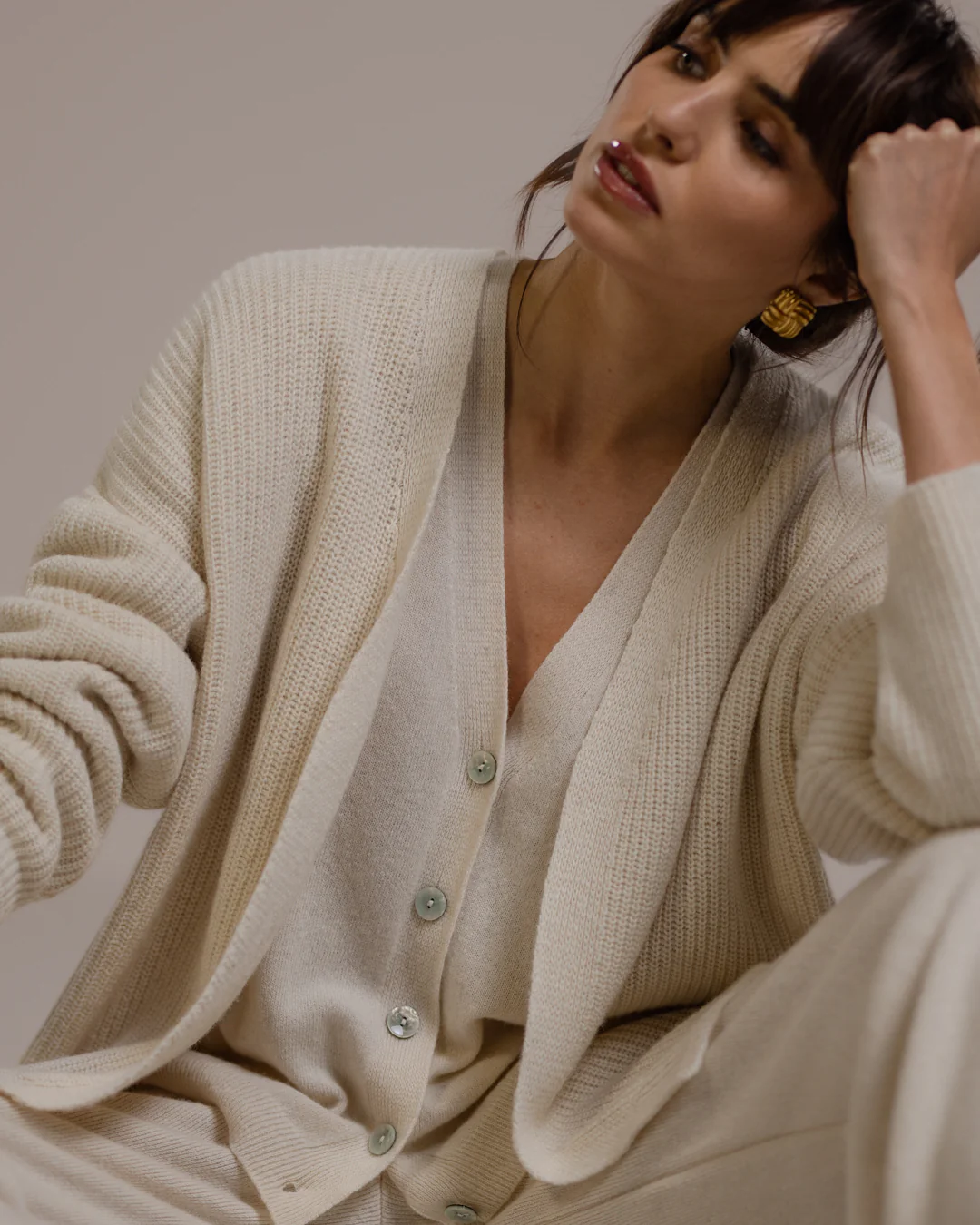 Joyce Open Cardigan | Light Beige | Cashmere-Wool Blend - Image 8
