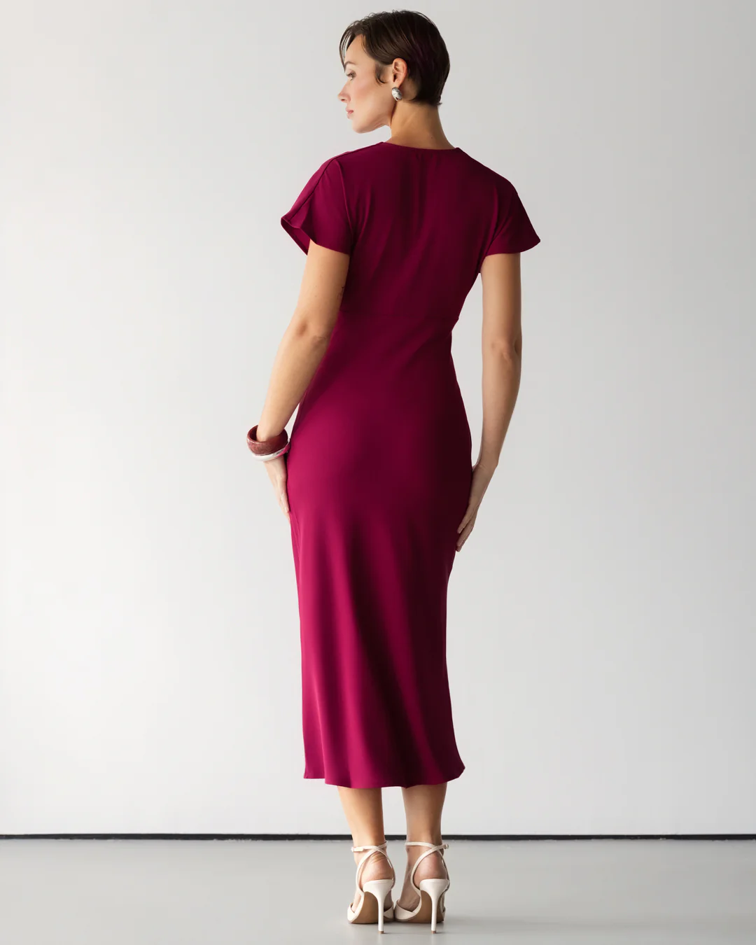 Juliette V Neck Dress | Burgundy - Image 3