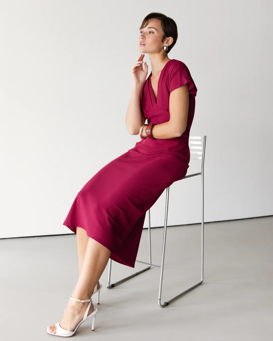 Juliette V Neck Dress | Burgundy - Image 4