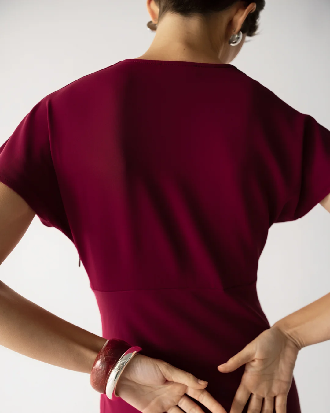 Juliette V Neck Dress | Burgundy - Image 5