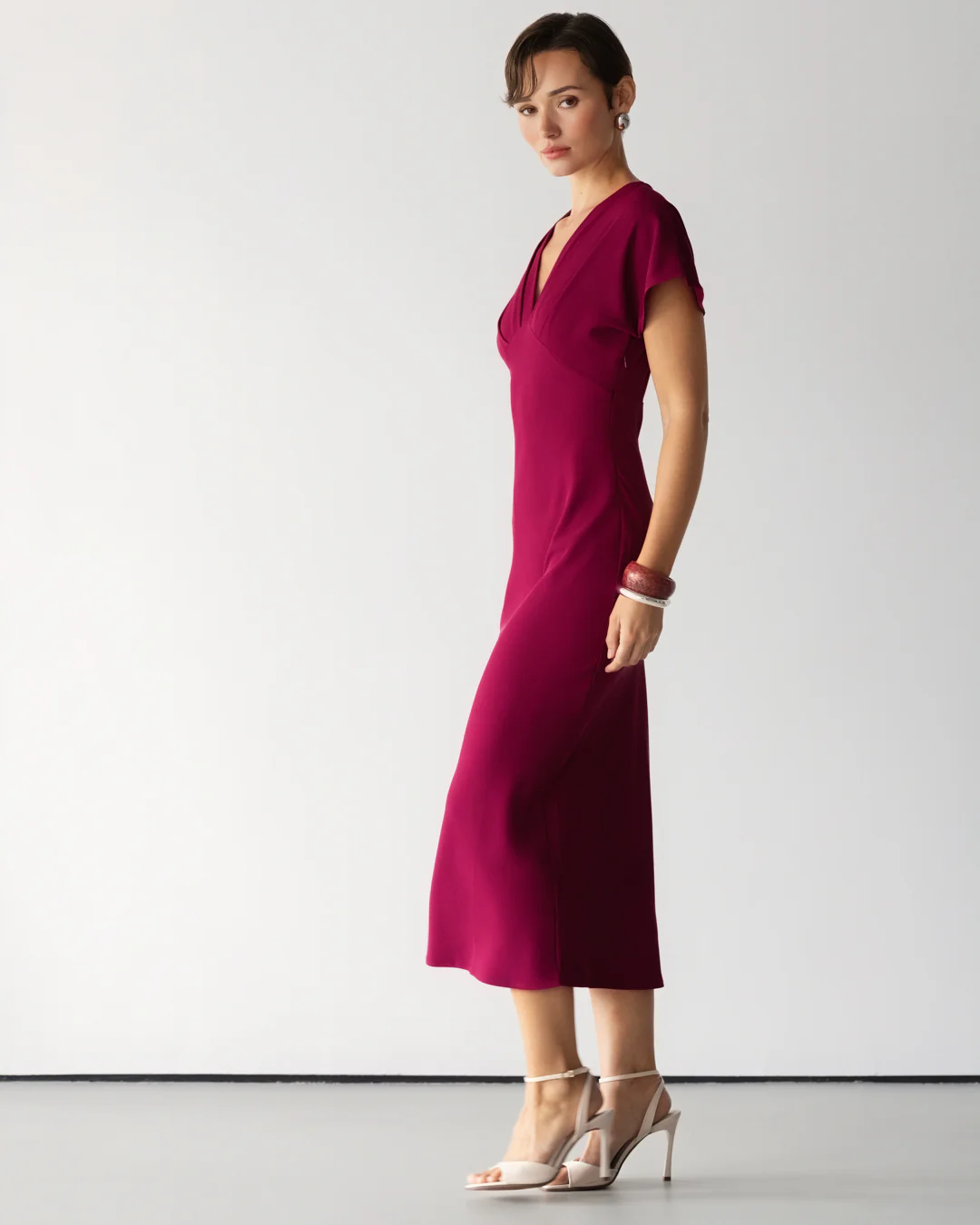 Juliette V Neck Dress | Burgundy - Image 7
