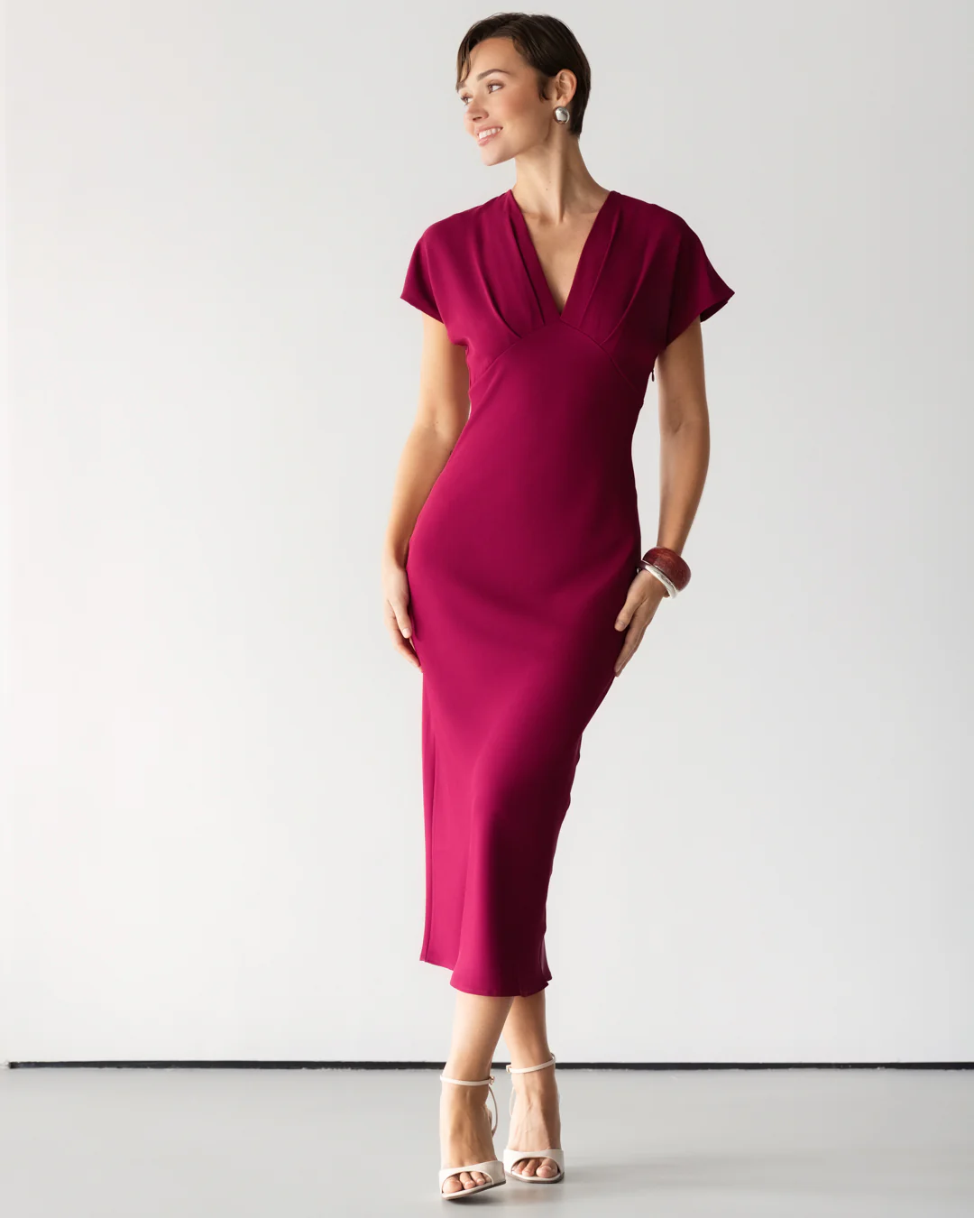Juliette V Neck Dress | Burgundy - Image 8