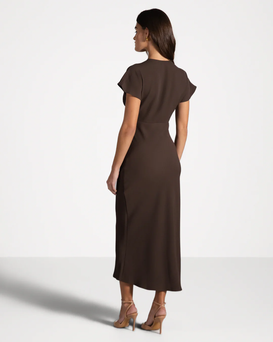 Juliette V Neck Dress | Espresso Brown - Image 3