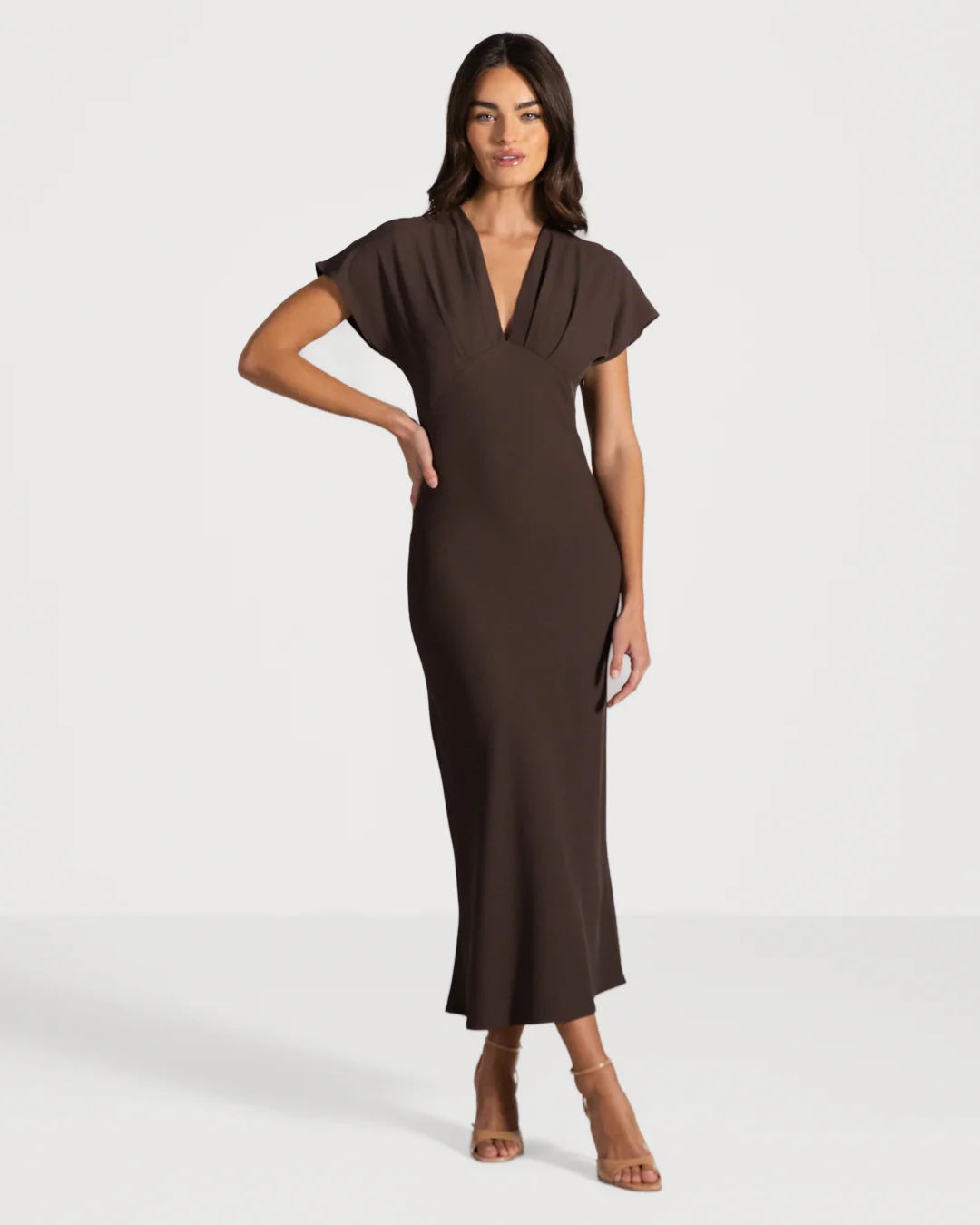 Juliette V Neck Dress | Espresso Brown - Image 5