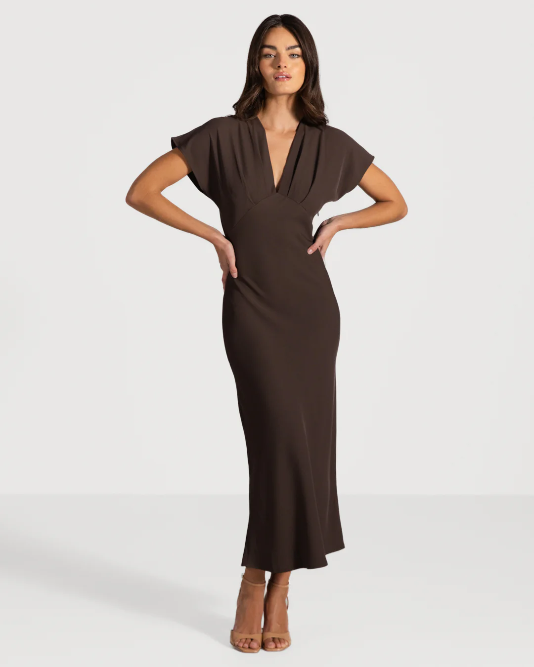 Juliette V Neck Dress | Espresso Brown - Image 6