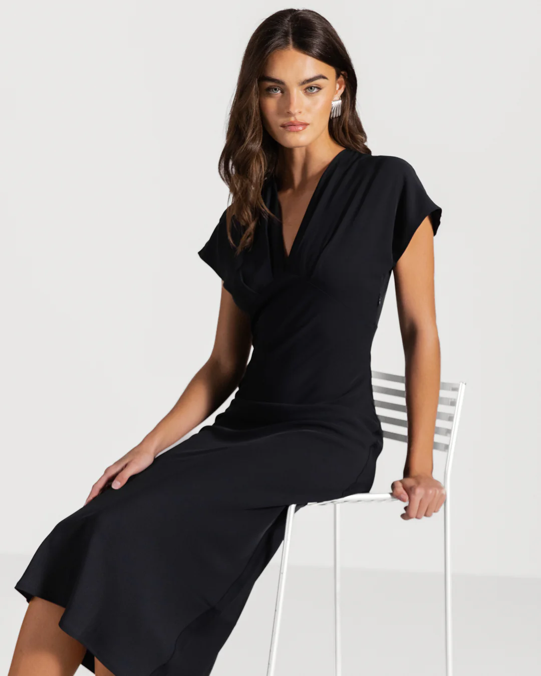 Juliette V Neck Dress | Navy - Image 2