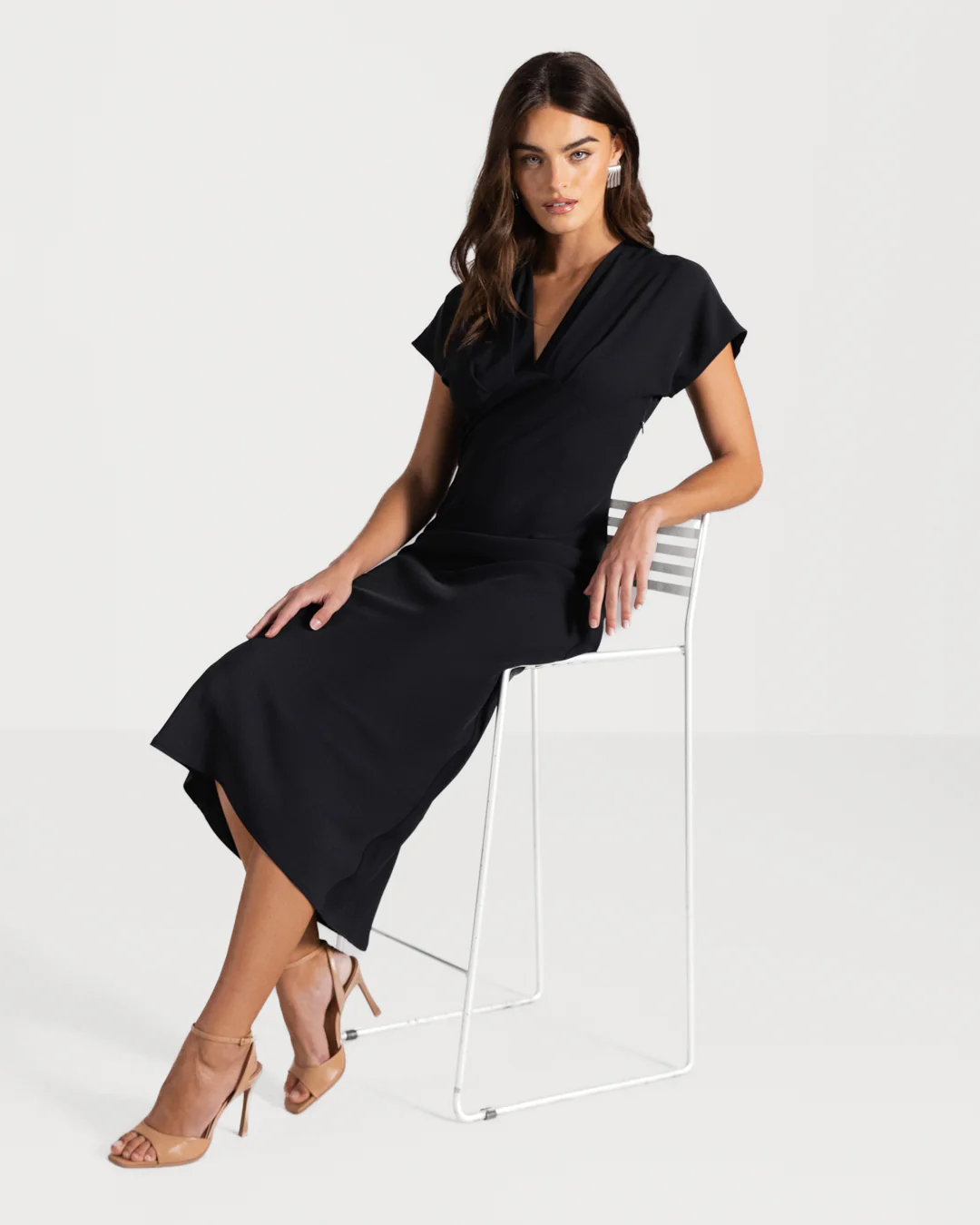 Juliette V Neck Dress | Navy - Image 6