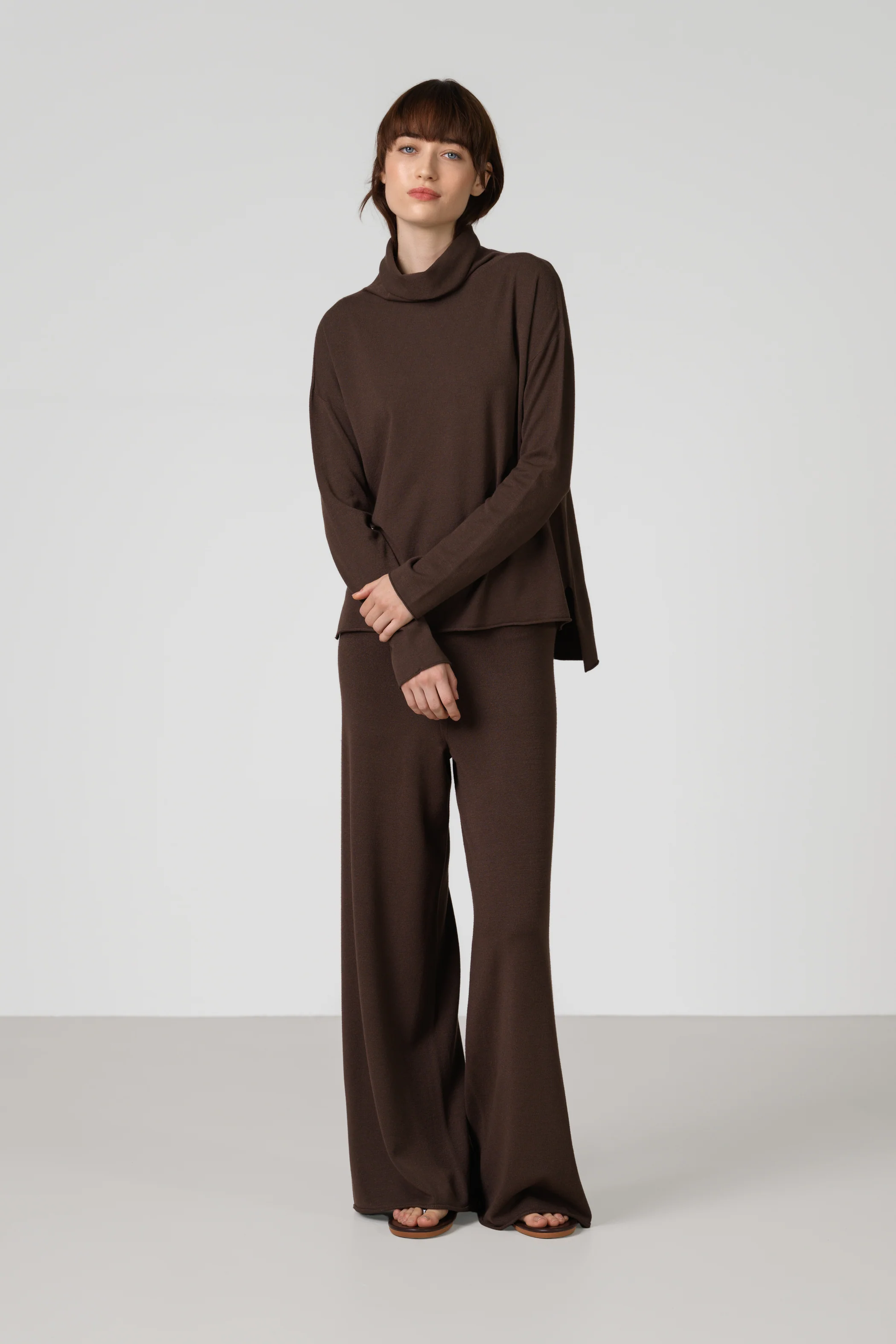 Kaia Roll Neck | Chocolate Brown | Fine Knit - Image 2