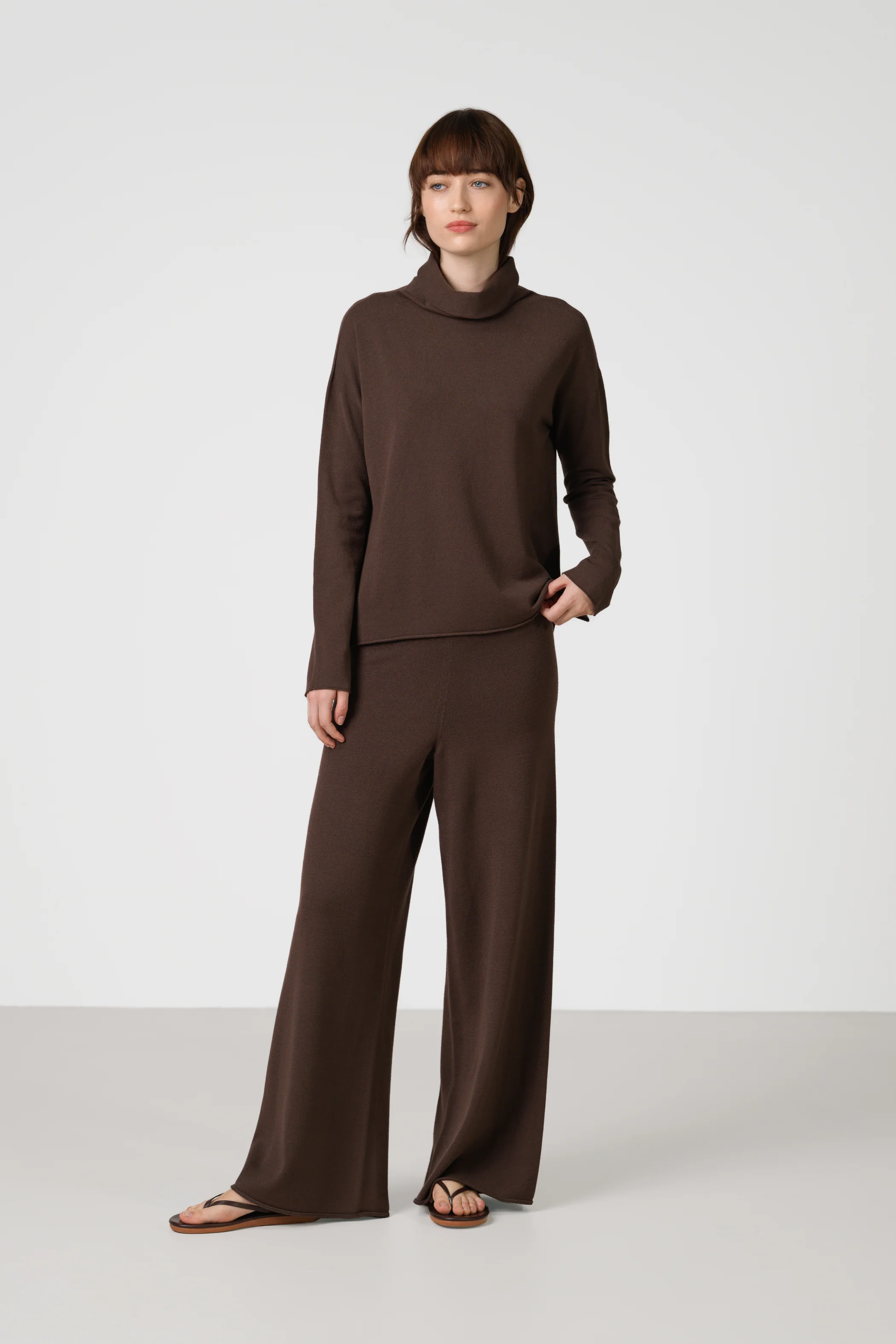 Kaia Roll Neck | Chocolate Brown | Fine Knit - Image 4