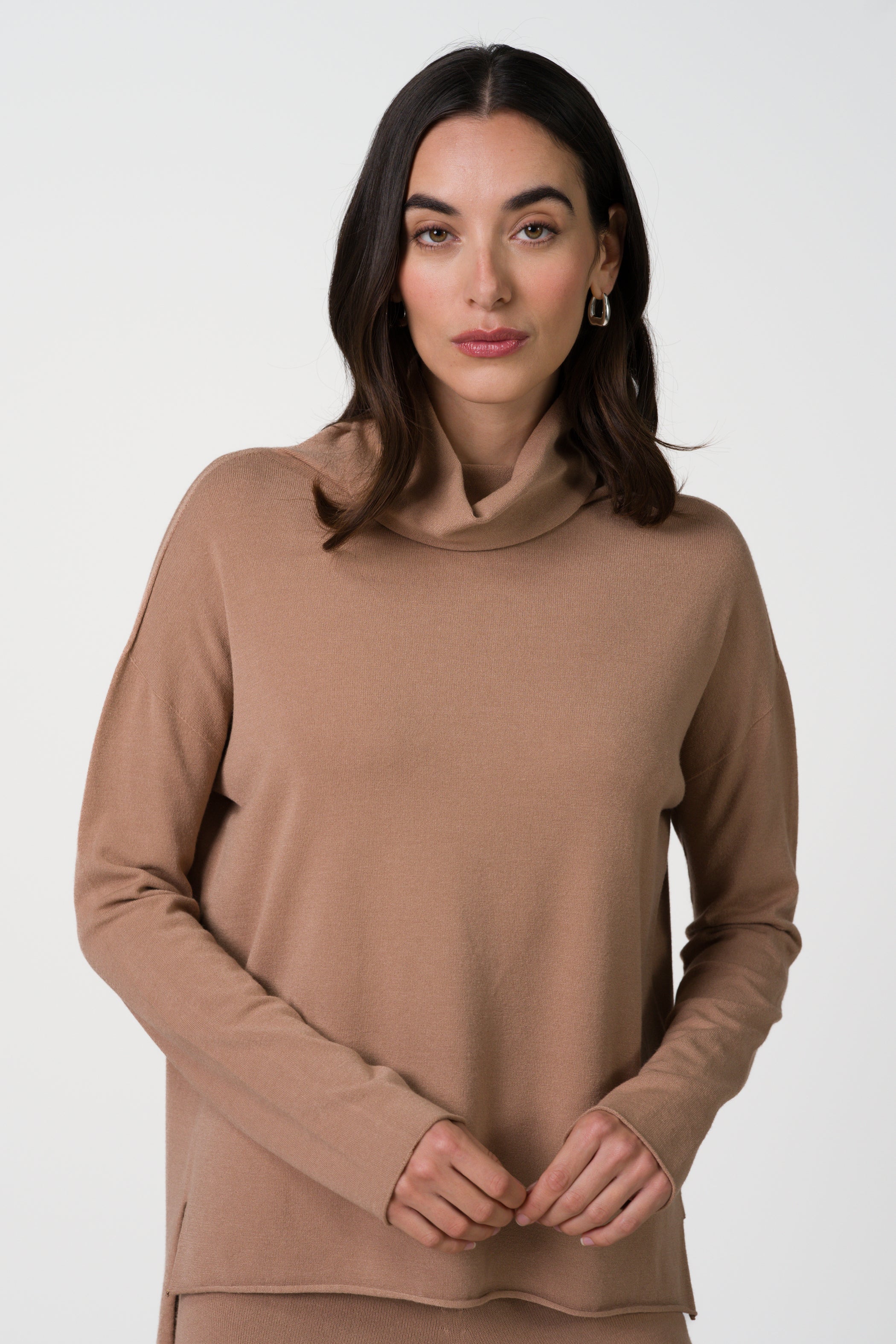Kaia Roll Neck | Chestnut Brown | Fine Knit - Image 4