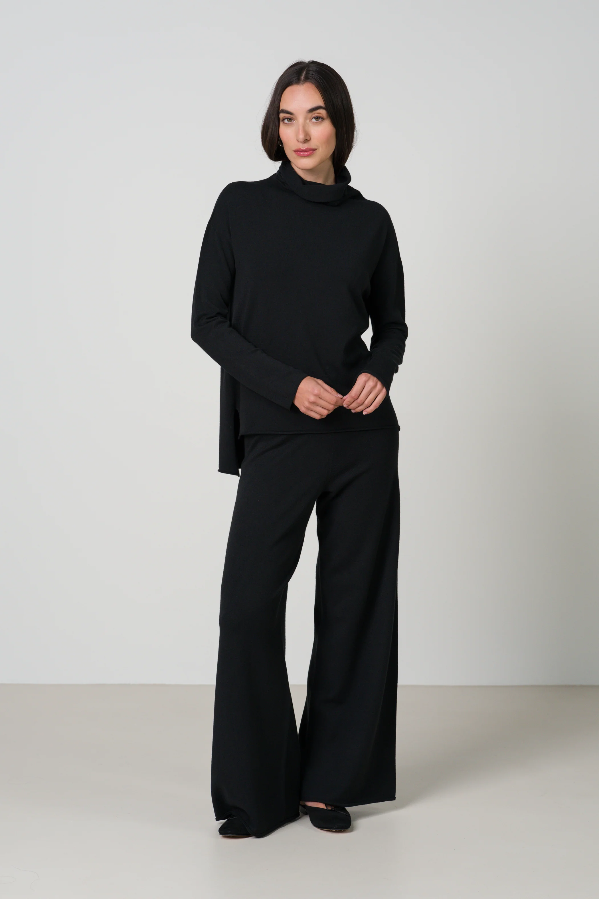 Kaia Elastic Waist Pants | Black | Fine Knit - Image 3