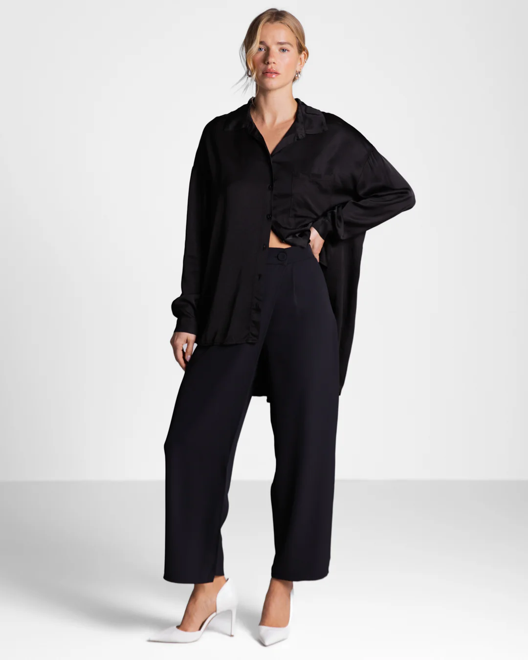 Kailin Satin Shirt | Black - Image 3