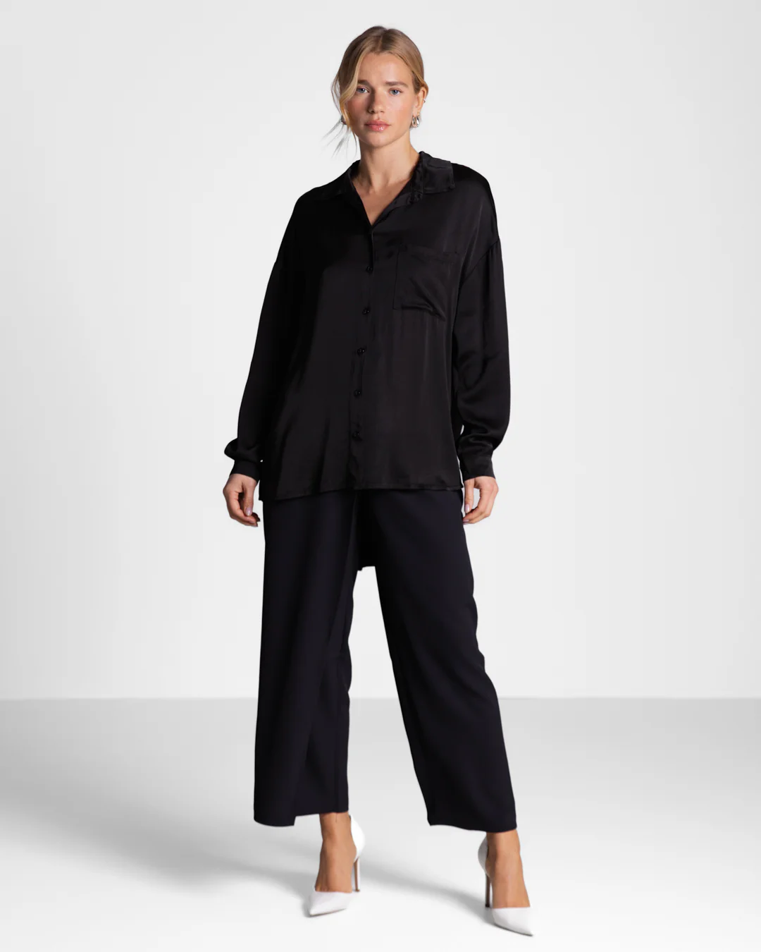 Kailin Satin Shirt | Black - Image 4