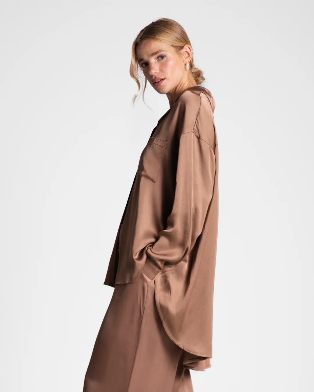 Kailin Satin Shirt | Maple - Image 5