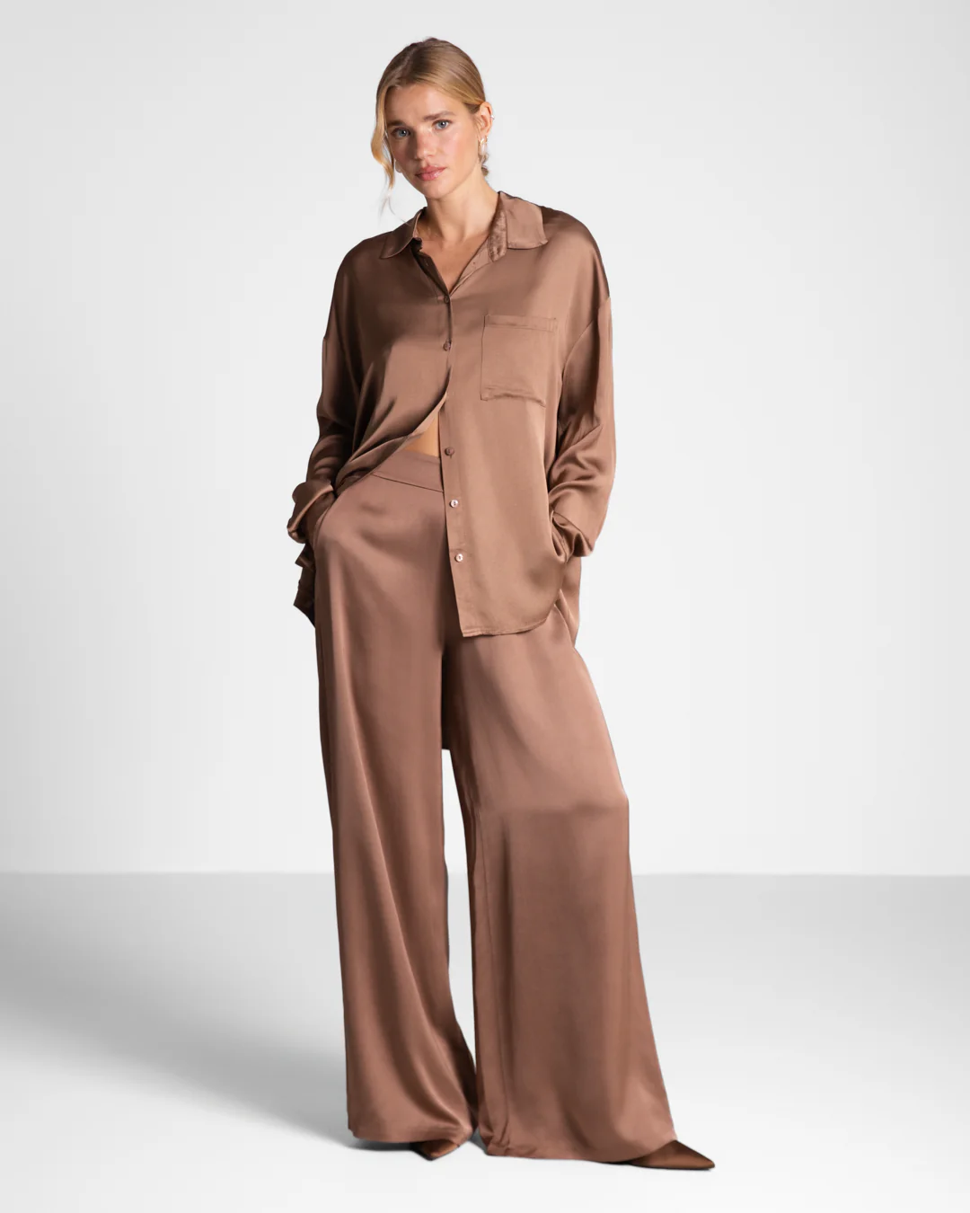Kailin Satin Shirt | Maple - Image 6