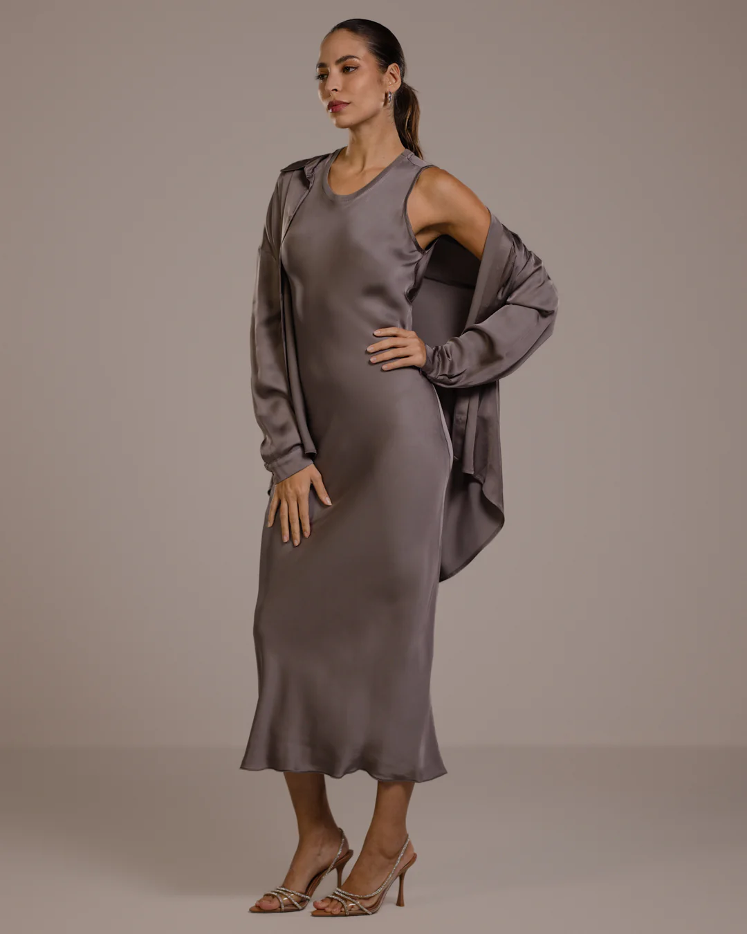 Kailin Satin Shirt | Mink - Image 5