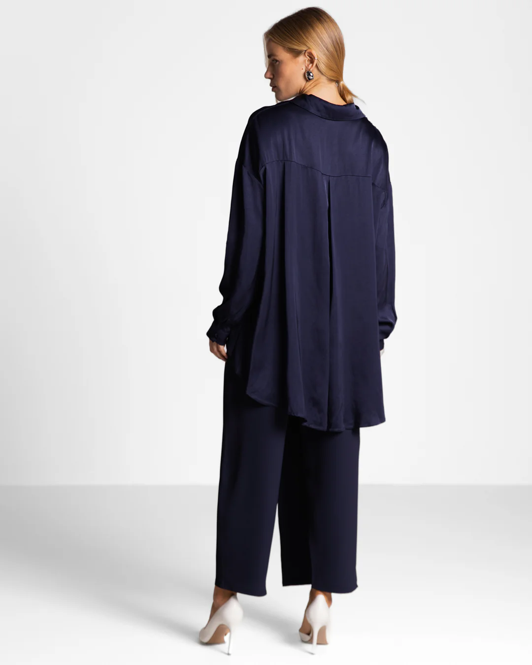 Kailin Satin Shirt | Navy - Image 4