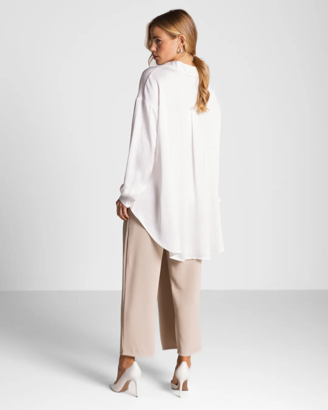 Kailin Satin Shirt | White - Image 2