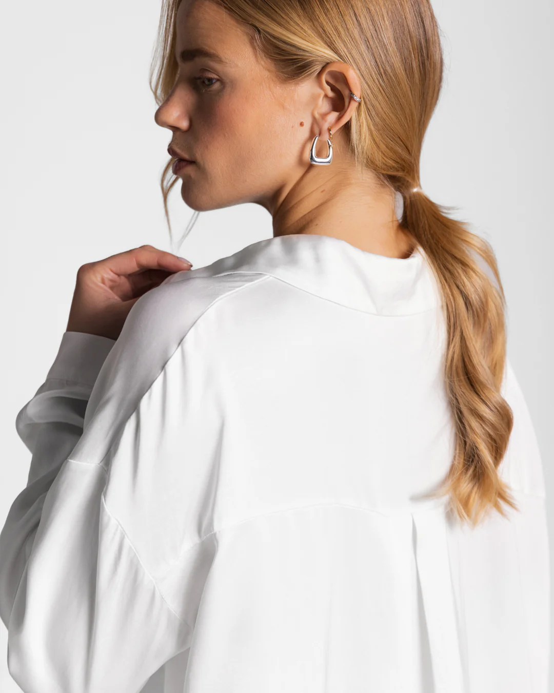 Kailin Satin Shirt | White - Image 3
